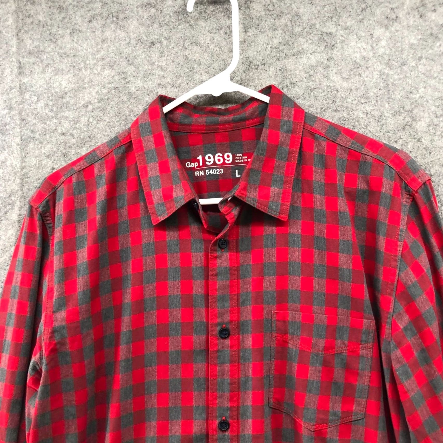 Gap Gap Shirt Mens L Red Gray Check Button Up Cotton Long Sleeve Regular Size US L / EU 52-54 / 3 - 3 Thumbnail