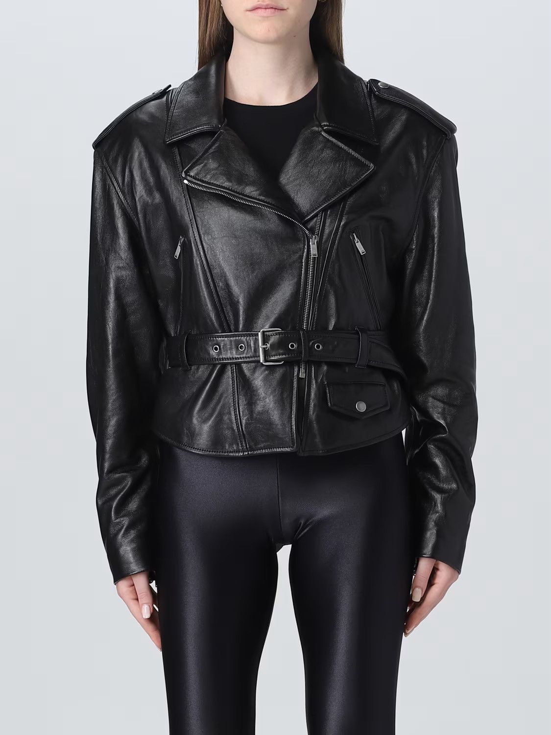 Saint Laurent Paris Saint Laurent Leather Belted Jacket in Lambskin Size XS / US 0-2 / IT 36-38 - 2 Thumbnail