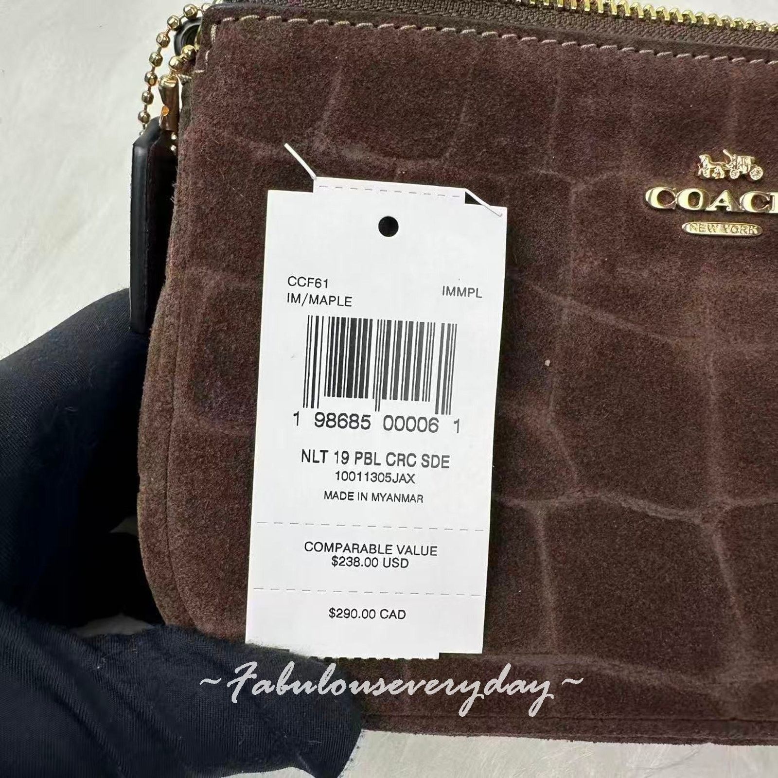 Coach Coach Nolita 19 In Embossed Crocodile/Gold/Maple CCF61 Size ONE SIZE - 4 Thumbnail