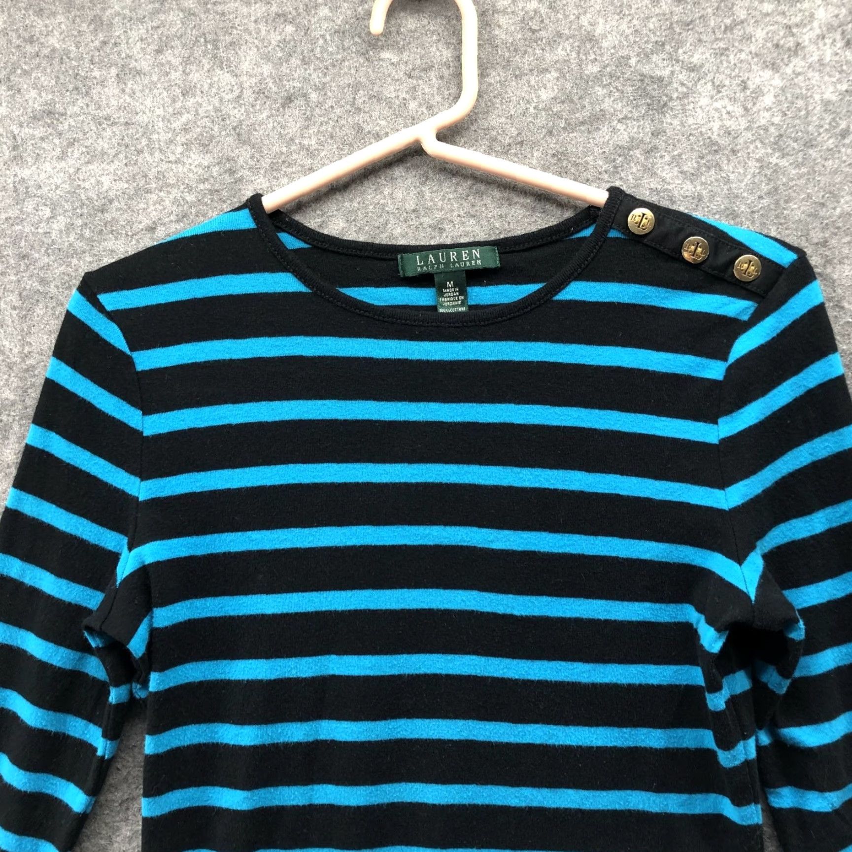 Ralph Lauren Lauren Ralph Lauren Crewneck Long Sleeve T Shirt Womens M Blue Striped Button Size M / US 6-8 / IT 42-44 - 3 Thumbnail