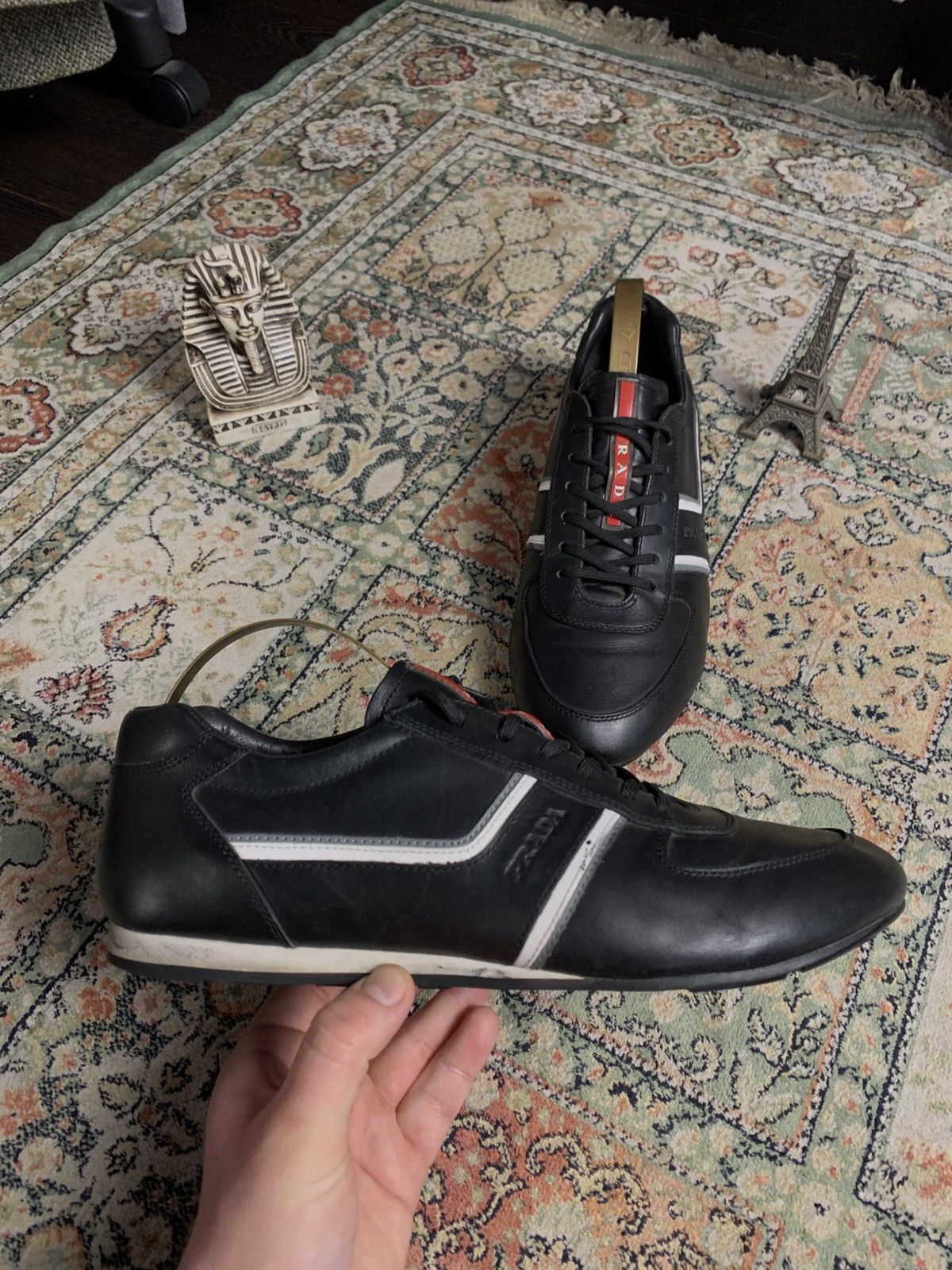 Prada Prada Snickers Auth Black Leather Luxury Size US 9.5 / EU 42-43 - 3 Thumbnail