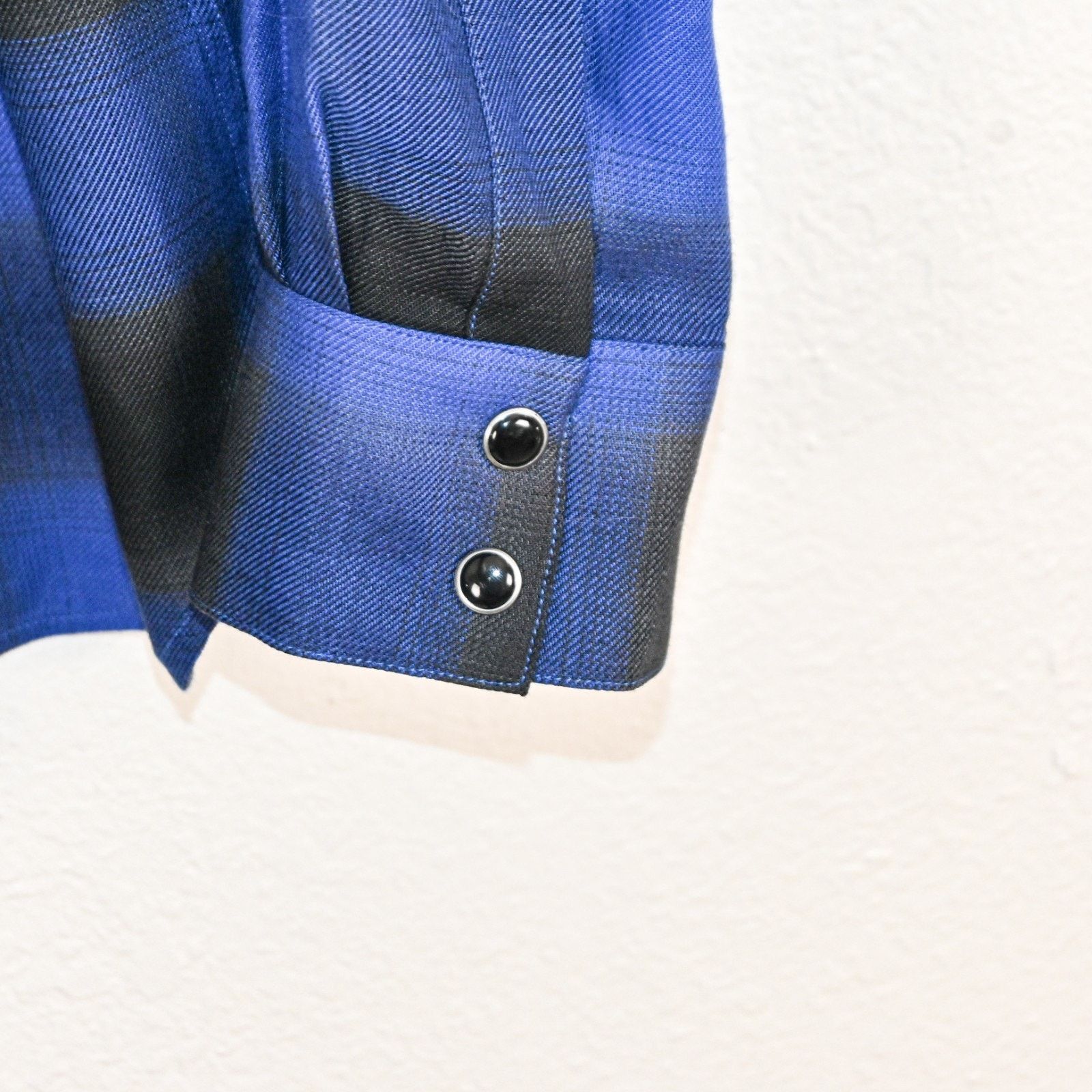 Iro IRO Zephir Plaid Print Pearl Snap Over Shirt Electric Blue Size US M / EU 48-50 / 2 - 7 Thumbnail