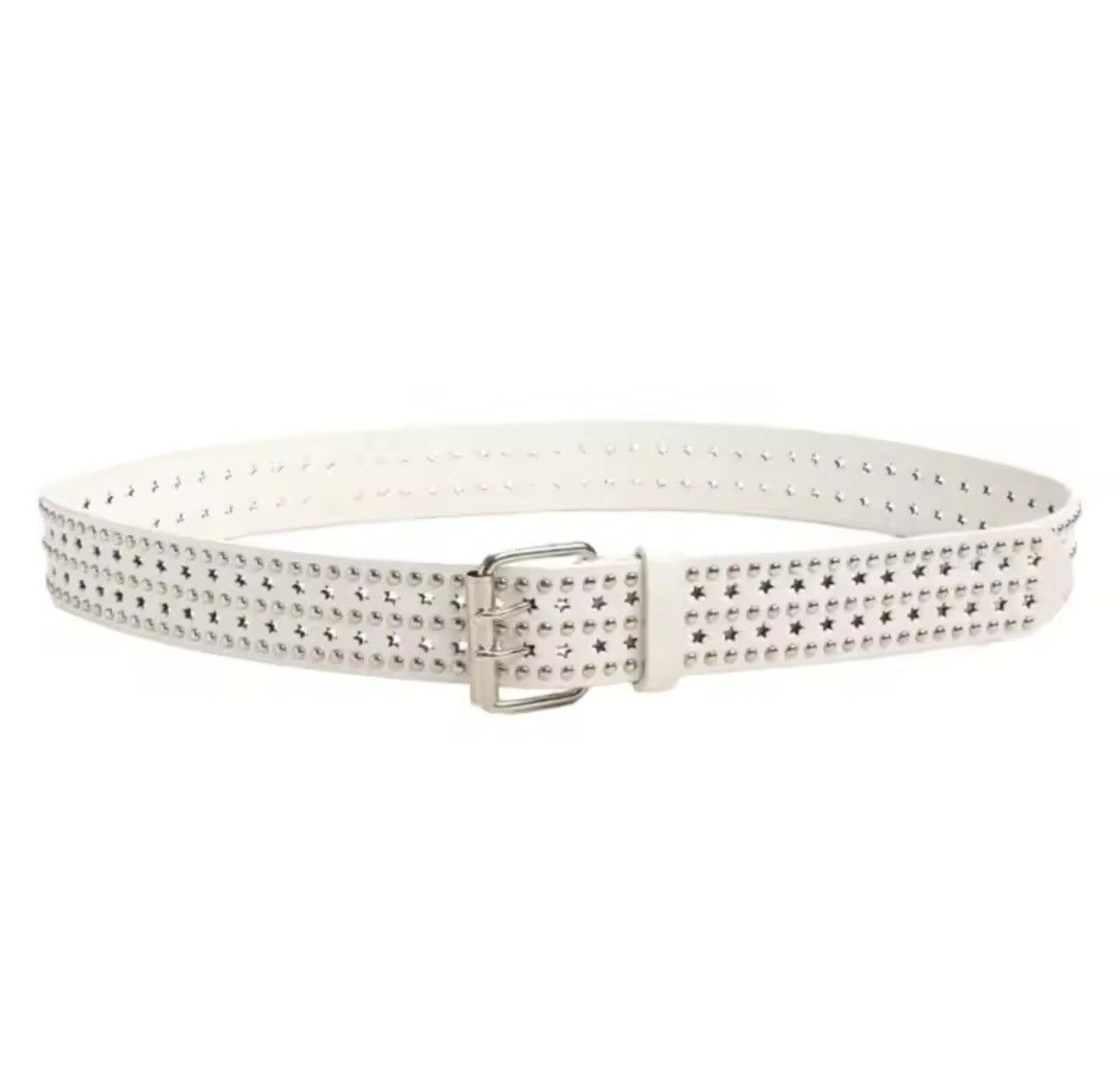 Designer 110cm White Punk Star Rivet Belt Size ONE SIZE - 4 Thumbnail