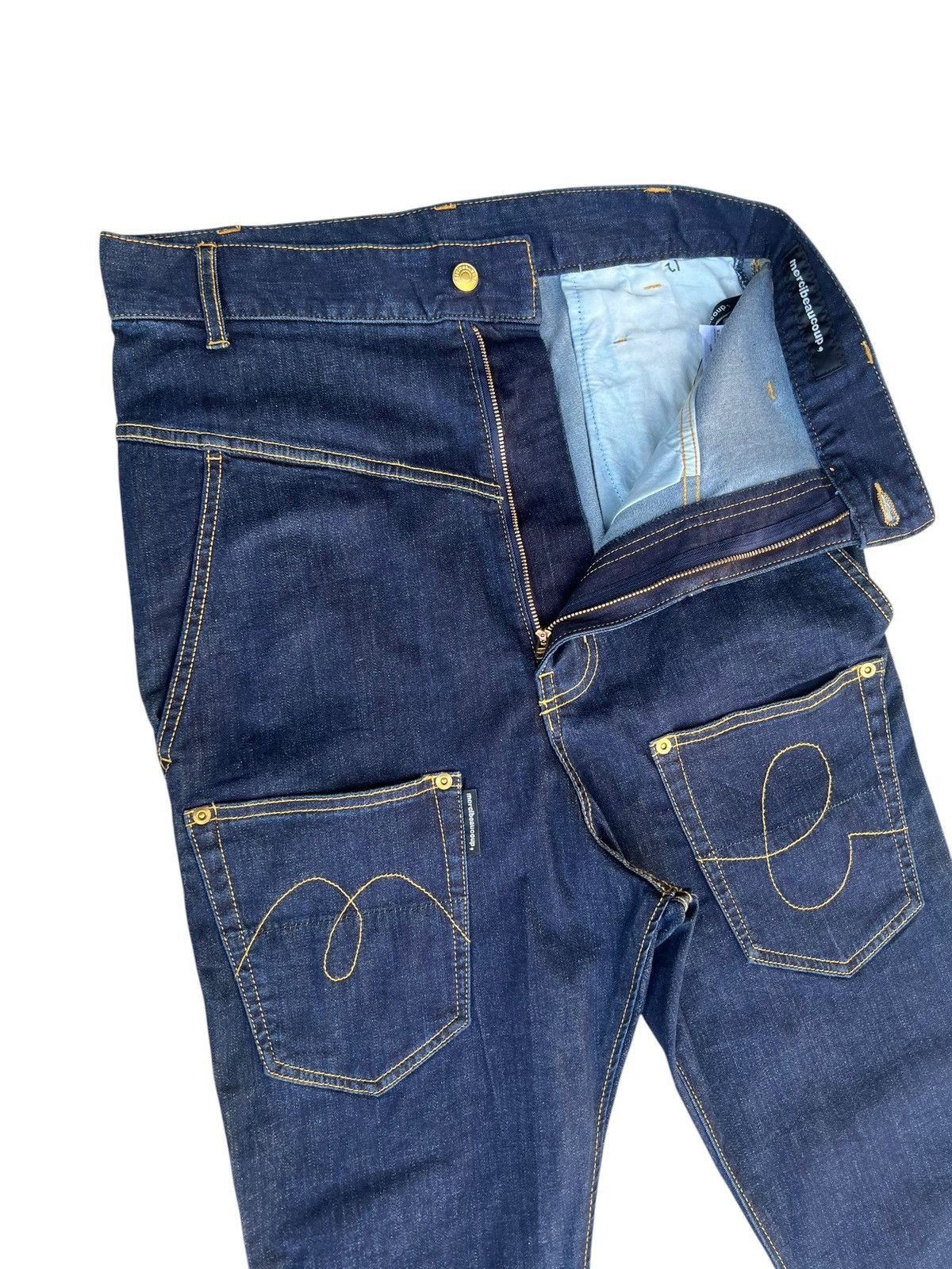 Issey Miyake Mercibeaucoup Stretchable Denim Drop Crotch Jeans Size US 31 - 8 Thumbnail