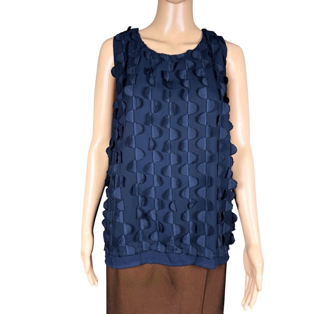 Other Maeve Anthropologie Dimensional Navy Sleeveless Blouse Size Size XL / US 12-14 / IT 48-50 - 2 Thumbnail