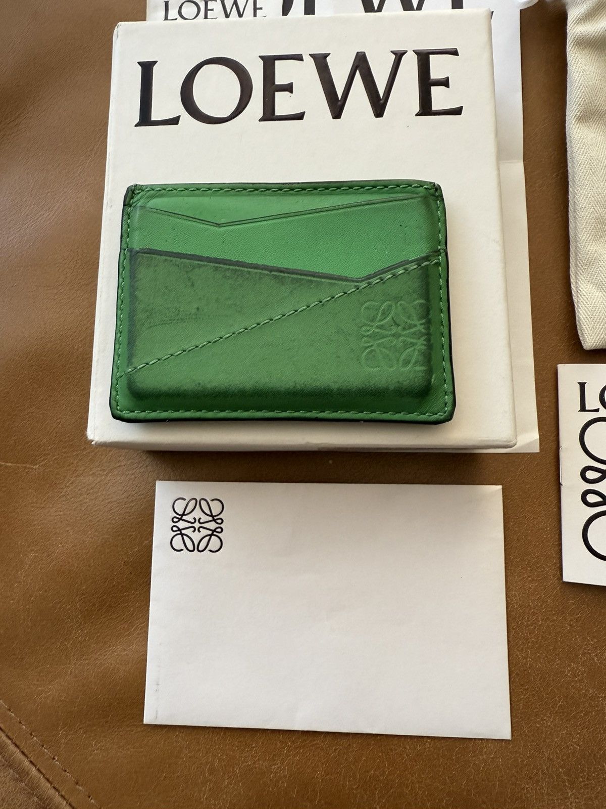 Loewe Loewe Puzzle Stitch Plain C Wallet Cardholder Apple Green Size ONE SIZE - 19 Thumbnail