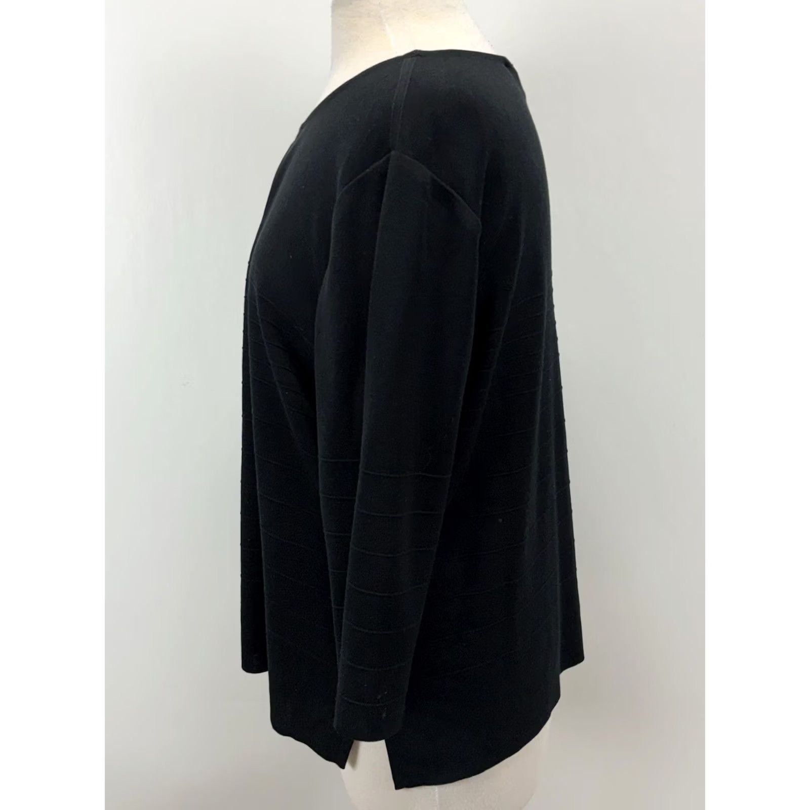 Vintage Ming Wang Pullover Sweater Women’s XL Black Keyhole Fine Knit Classic Minimalist Size XL / US 12-14 / IT 48-50 - 2 Thumbnail