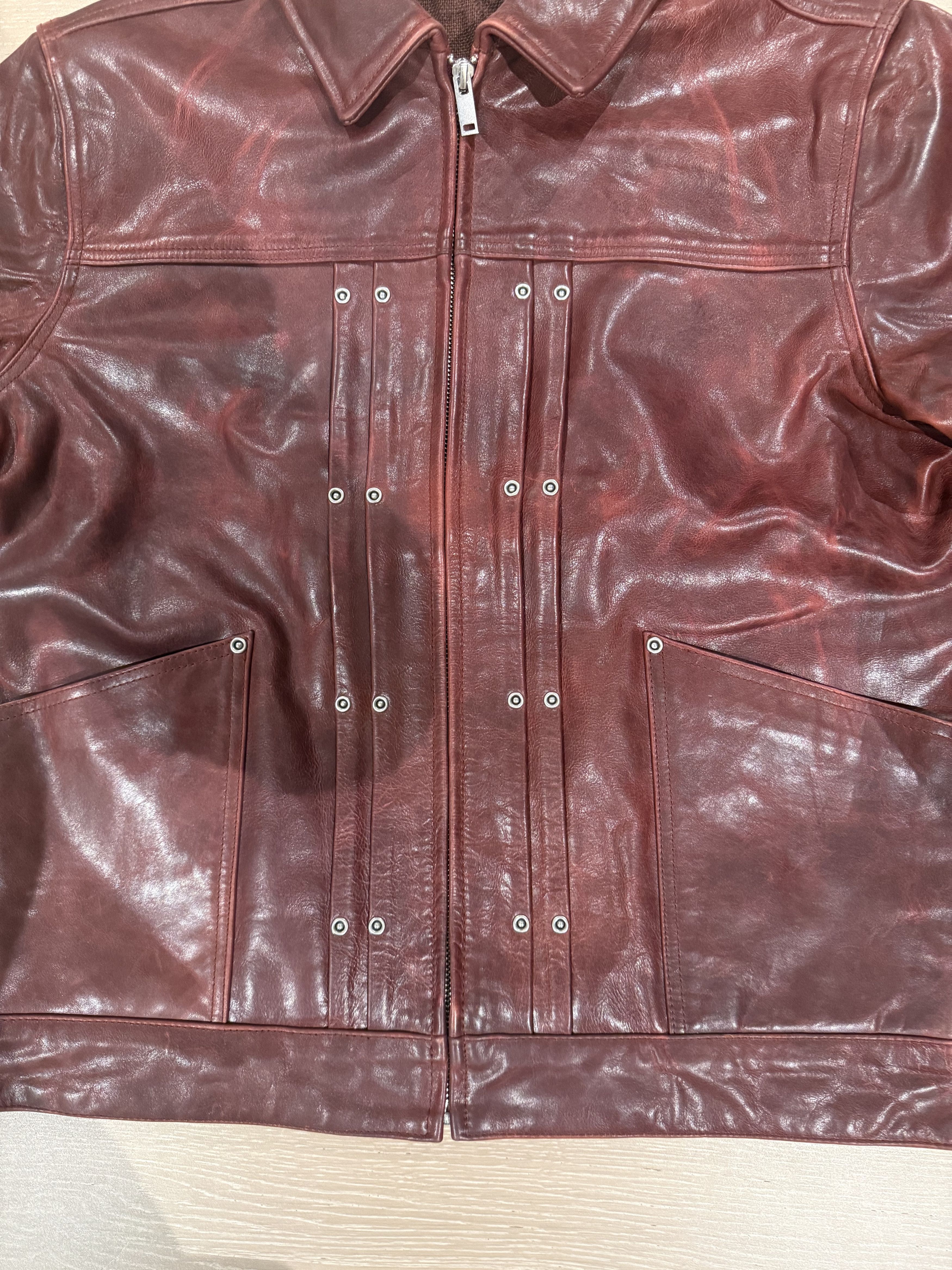 No Maintenance 💚 No Maintenance Double Rivet Leather Jacket Oxblood NEW Size US M / EU 48-50 / 2 - 12 Thumbnail