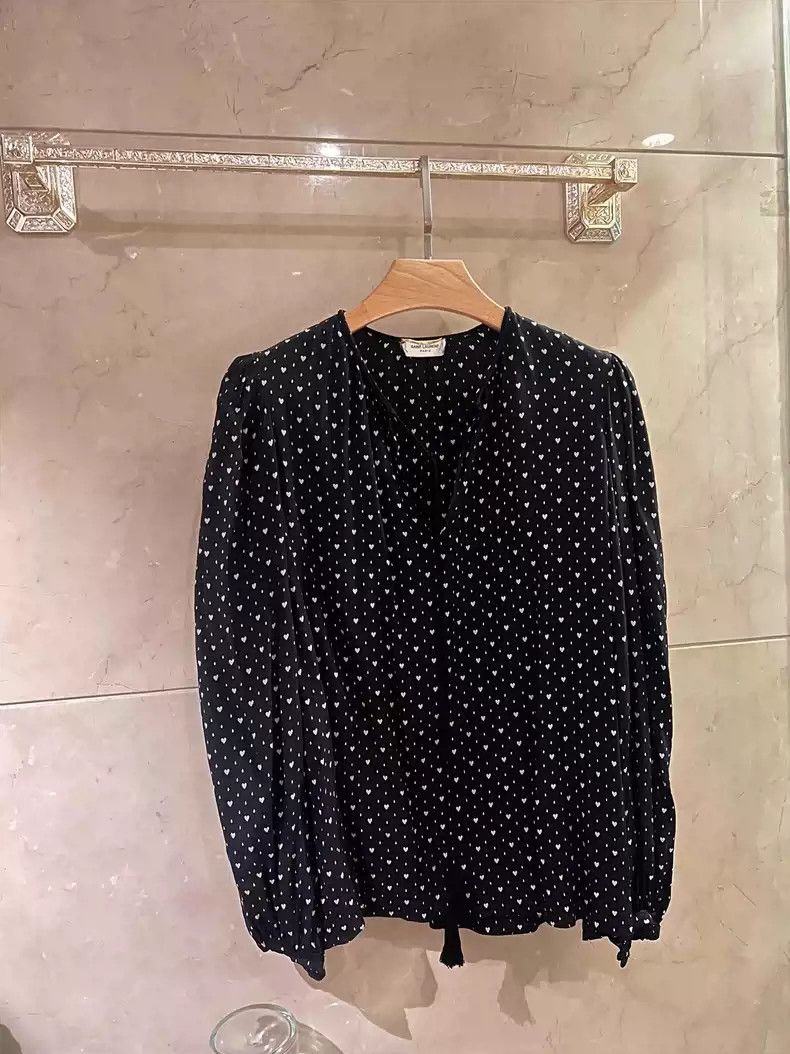 Saint Laurent Paris Silk tassel heart shirt