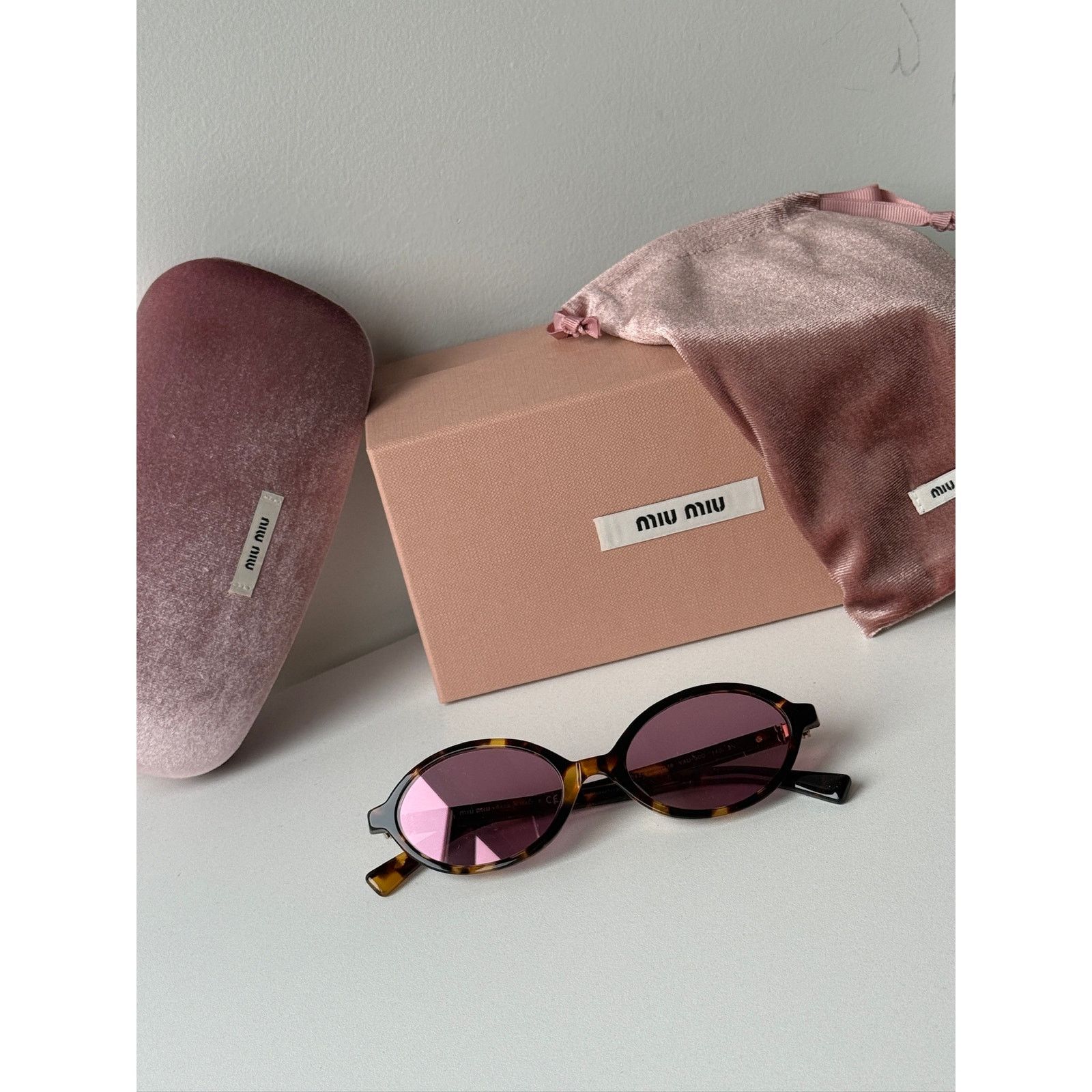 Miu Miu NEW Miu Miu MU04ZSF Tortoise Pink Sunglasses $518 Size ONE SIZE - 2 Thumbnail