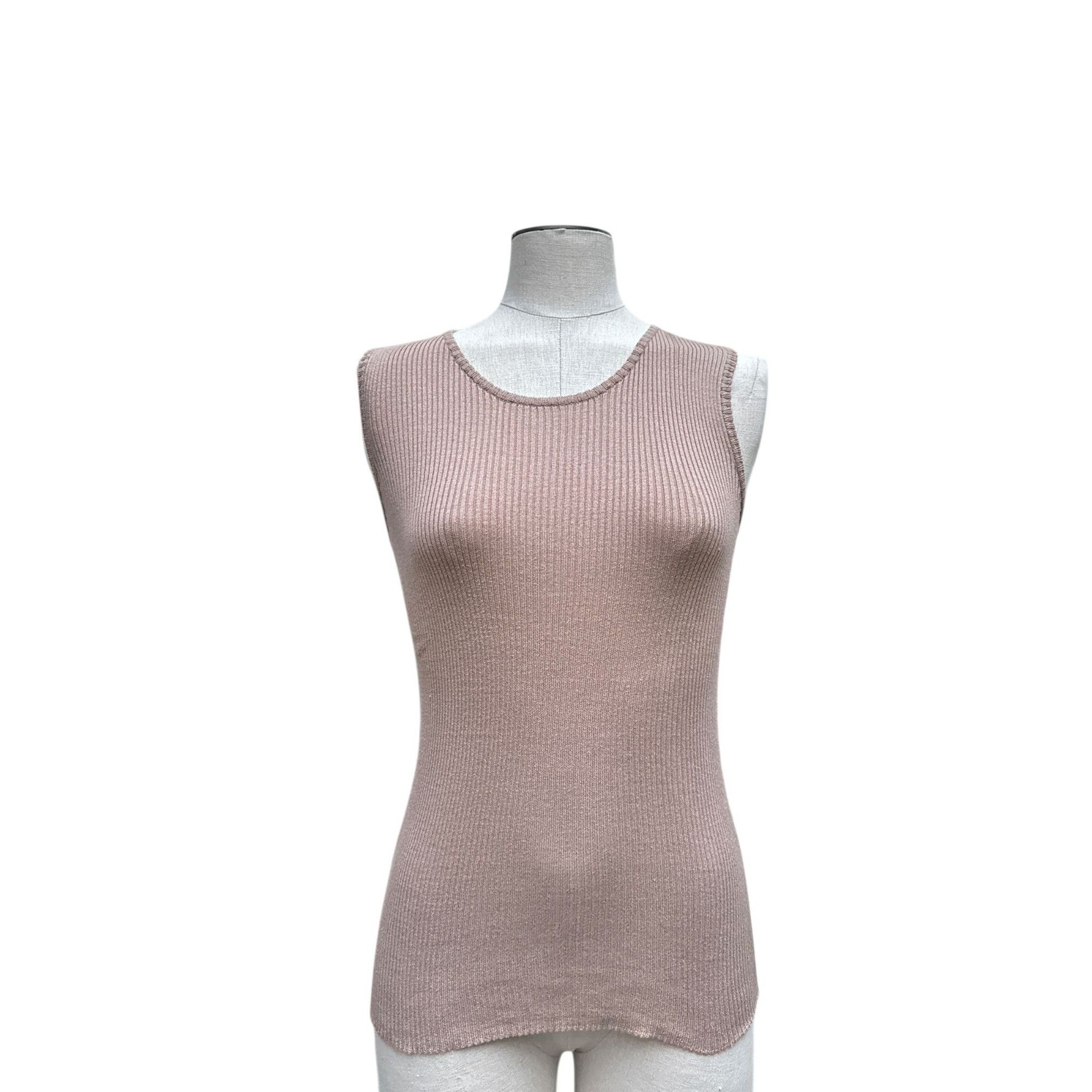 Miu Miu 2000s Brown Cotton Sleeveless Ribbed Knit Top Size S / US 4 / IT 40 - 1 Thumbnail