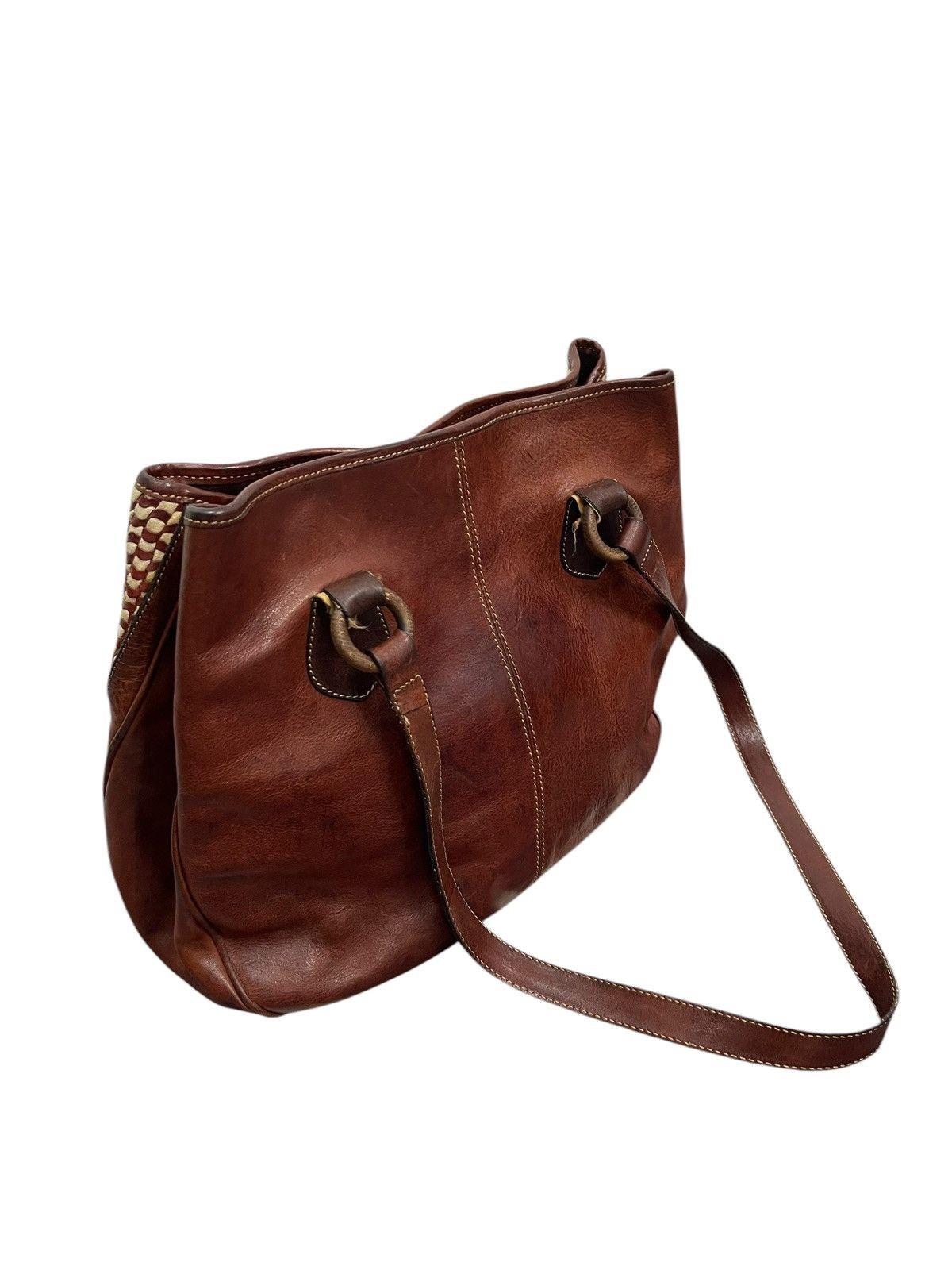 Genuine Leather Full Leather Patina Vintage Unknown Italy Shoulder Bag 1🟩2 Size ONE SIZE - 6 Thumbnail