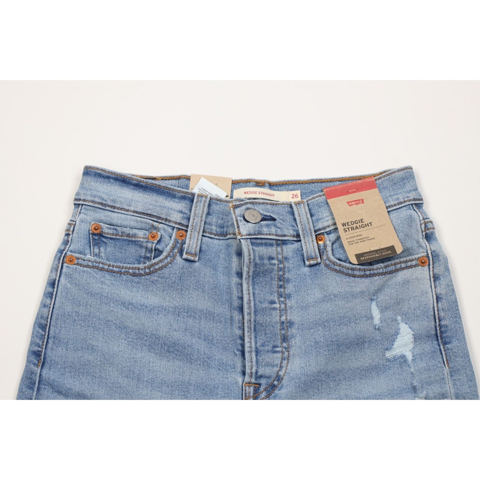 Levi's Deadstock Vintage Y2K Levis Button Fly Wedgie Straight Jeans Size 26" / US 2 / IT 38 - 2 Thumbnail