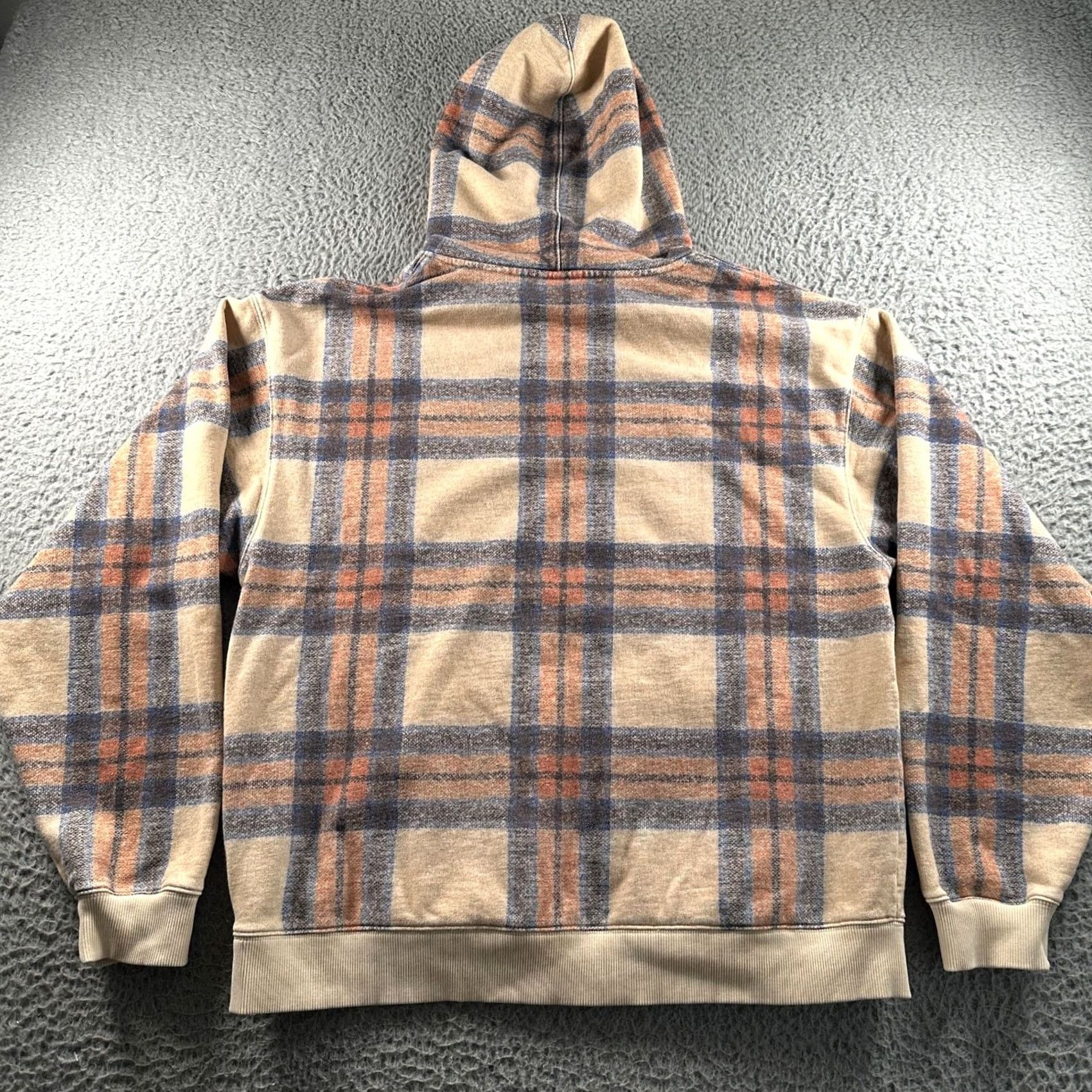 Kith Kith Hoodie Mens L Plaid Pullover Pocket Beige Blue Rust Fleece Lined Relaxed Size US L / EU 52-54 / 3 - 4 Thumbnail