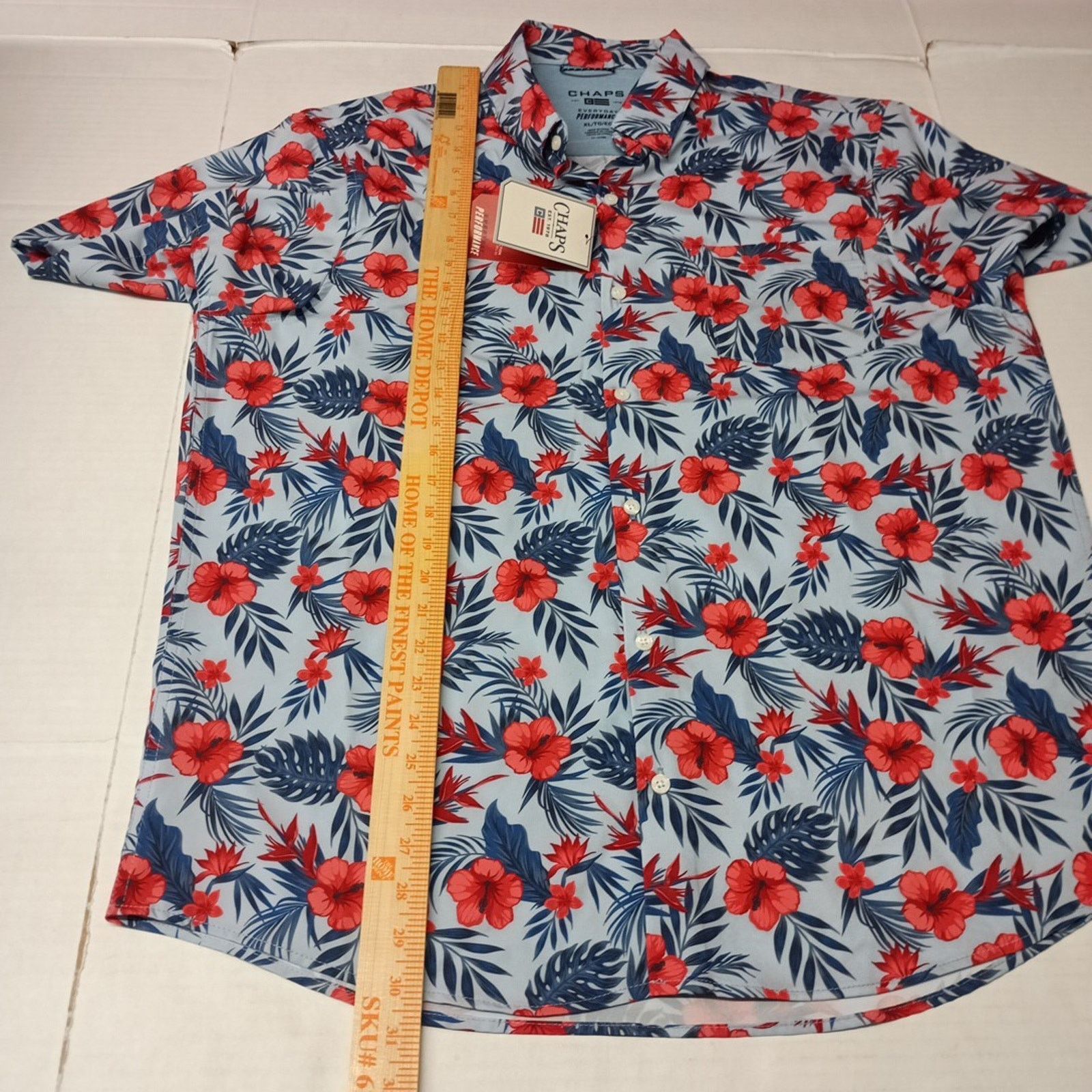 Chaps Chaps Everyday Performance Shirt Men's Size XL Blue Floral Size US XL / EU 56 / 4 - 6 Thumbnail