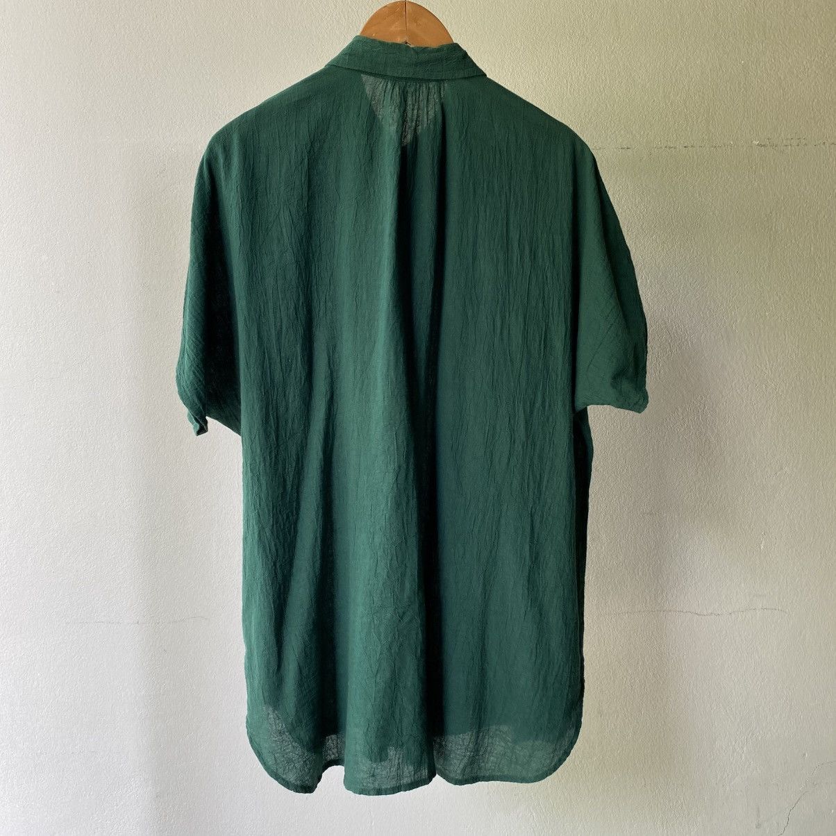 Issey Miyake Plantation Dark Green Pleated Short Sleeve Shirt Size M / US 6-8 / IT 42-44 - 14 Thumbnail