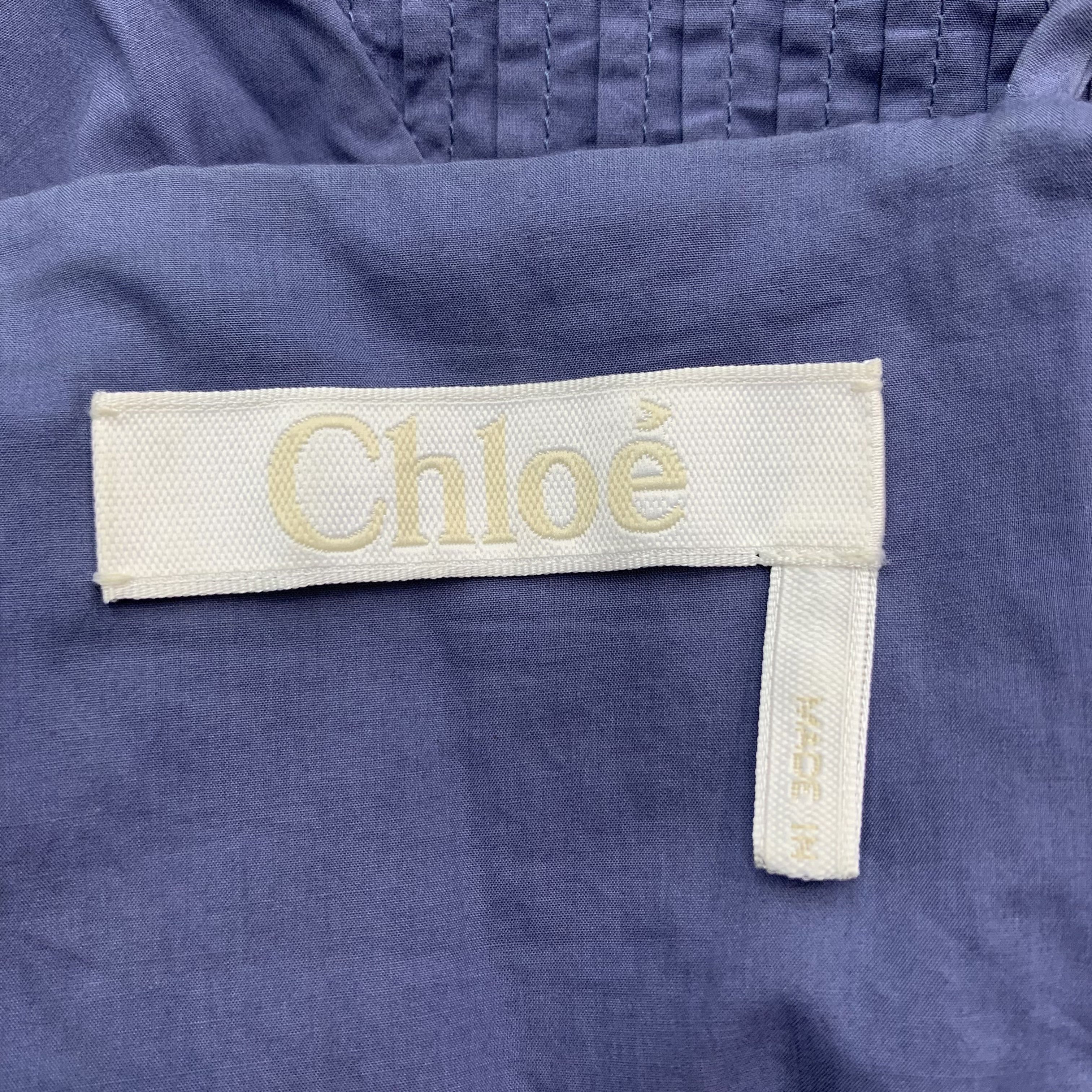 Chloe Chloe Floral Embroidered Pleated Dress Navy (XXS) Size XXS / US 00 / IT 34 - 2 Thumbnail