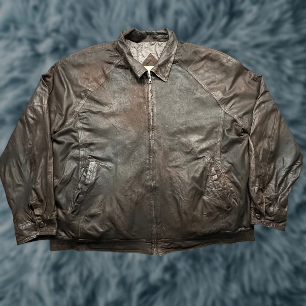 Vintage VINTAGE Remy Leather Bomber Lightweight Full Zip Jacket Mens XL Brown 90s City Casual Zip Pocket Pockets Mens Brown Leather Bomber Jacket Size US XL / EU 56 / 4 - 1 Thumbnail