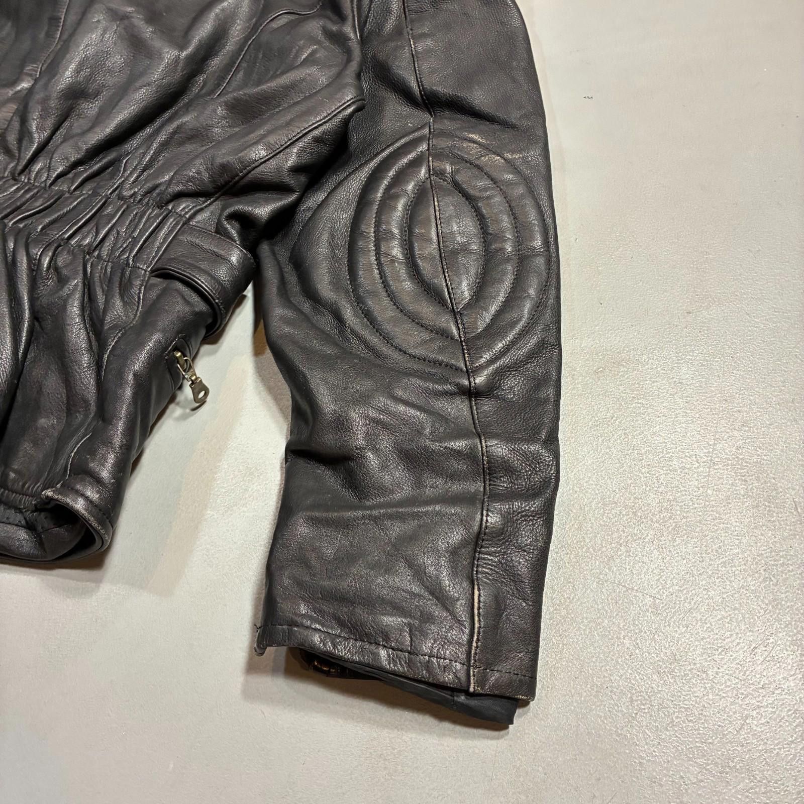 Other Vintage 90s Heavyweight Leather Biker Jacket German Belted Size US L / EU 52-54 / 3 - 5 Thumbnail