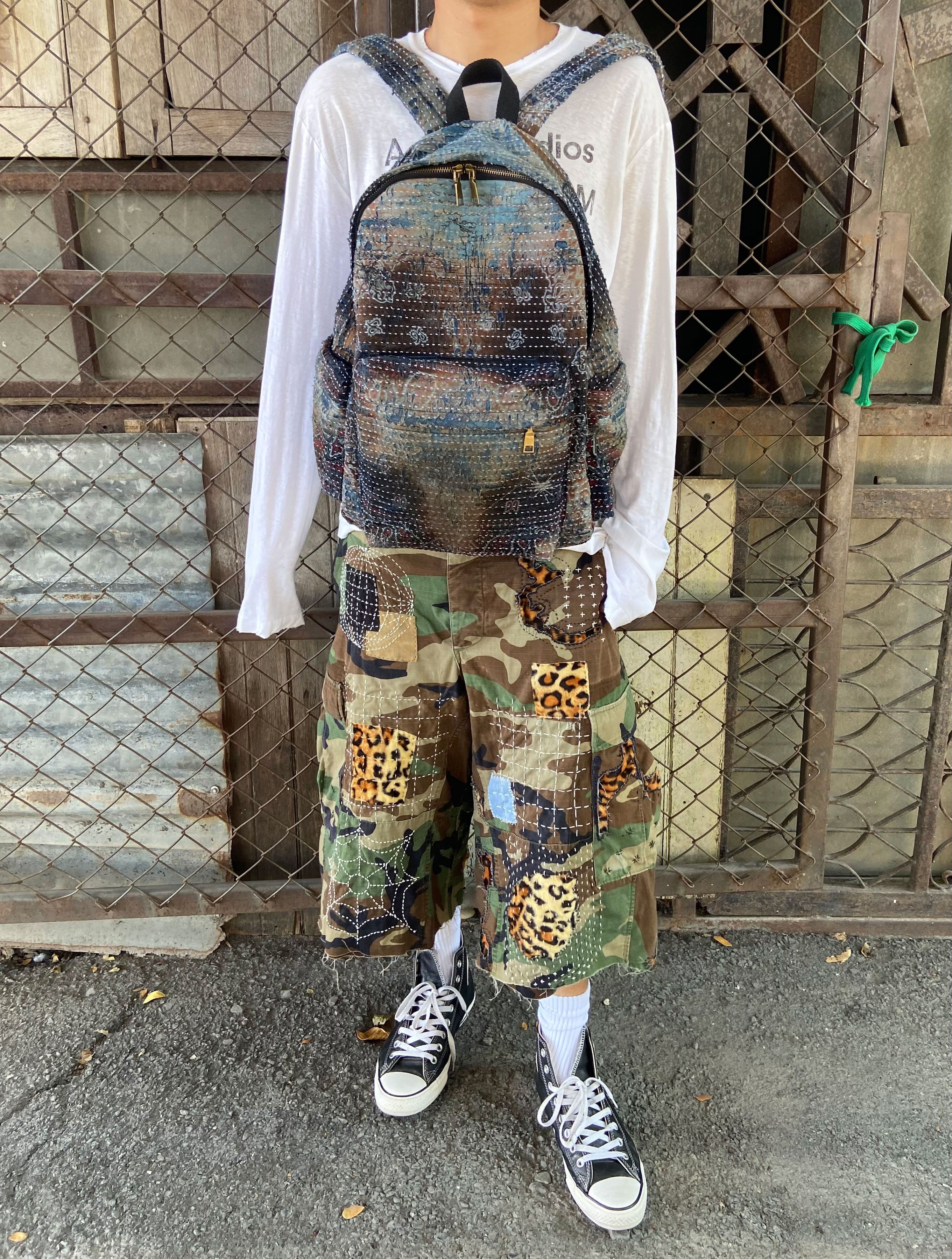 Japanese Brand 1995s VINTAGE CAMO CARGO SASHIKO PATCH SHORTS Size US 34 / EU 50 - 5 Thumbnail