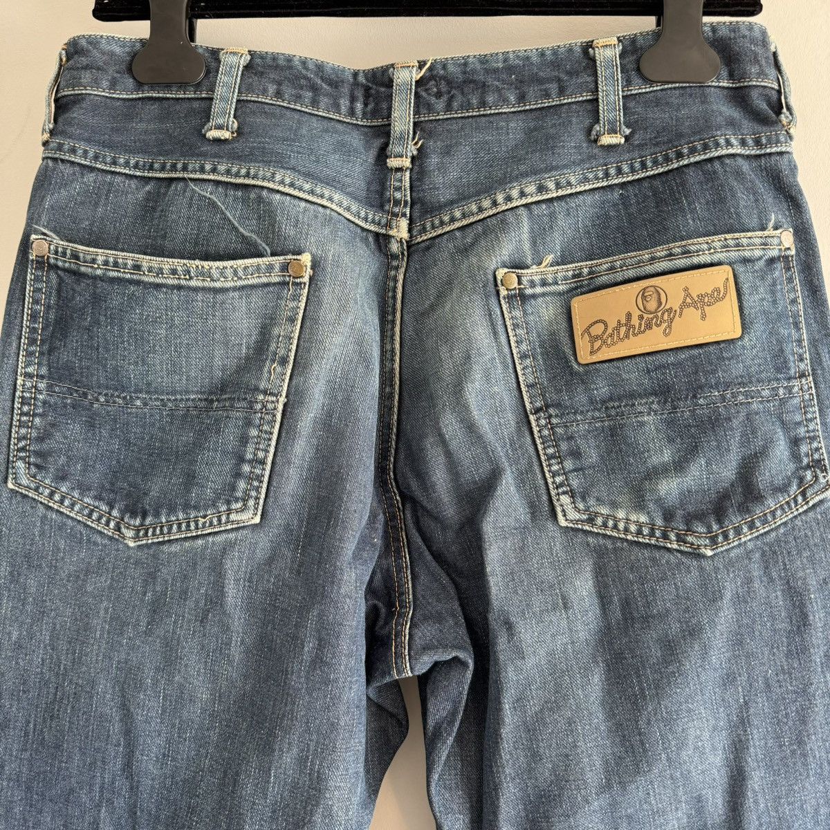 Bape OG BAPEXCLUSIVE Painted Logo Denim Jeans Size US 34 / EU 50 - 12 Thumbnail
