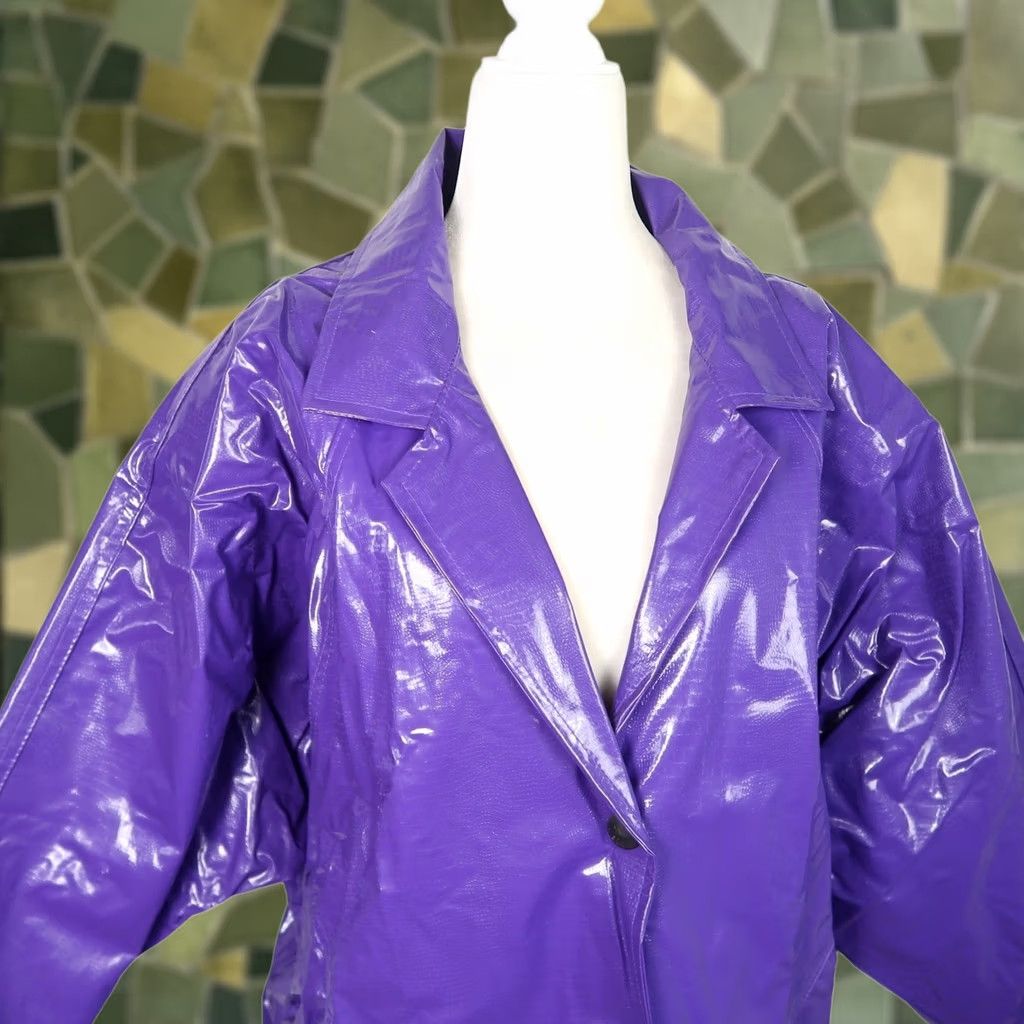Vintage VINTAGE Kenn Sport Wippette Coat Jacket Purple Vinyl Mid-Length Women's S 80s Overcoat Fall Winter Spring Size S / US 4 / IT 40 - 1 Thumbnail