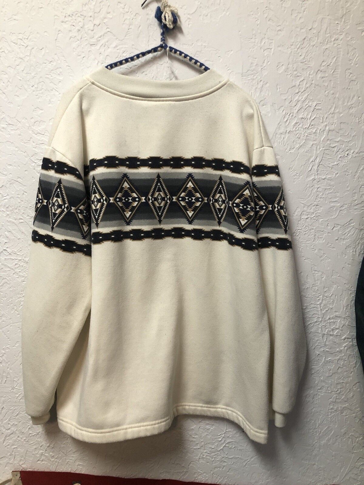 Vintage Aztec Button Sweatshirt Cardigan Made USA Pockets 90s Large Size US L / EU 52-54 / 3 - 6 Thumbnail