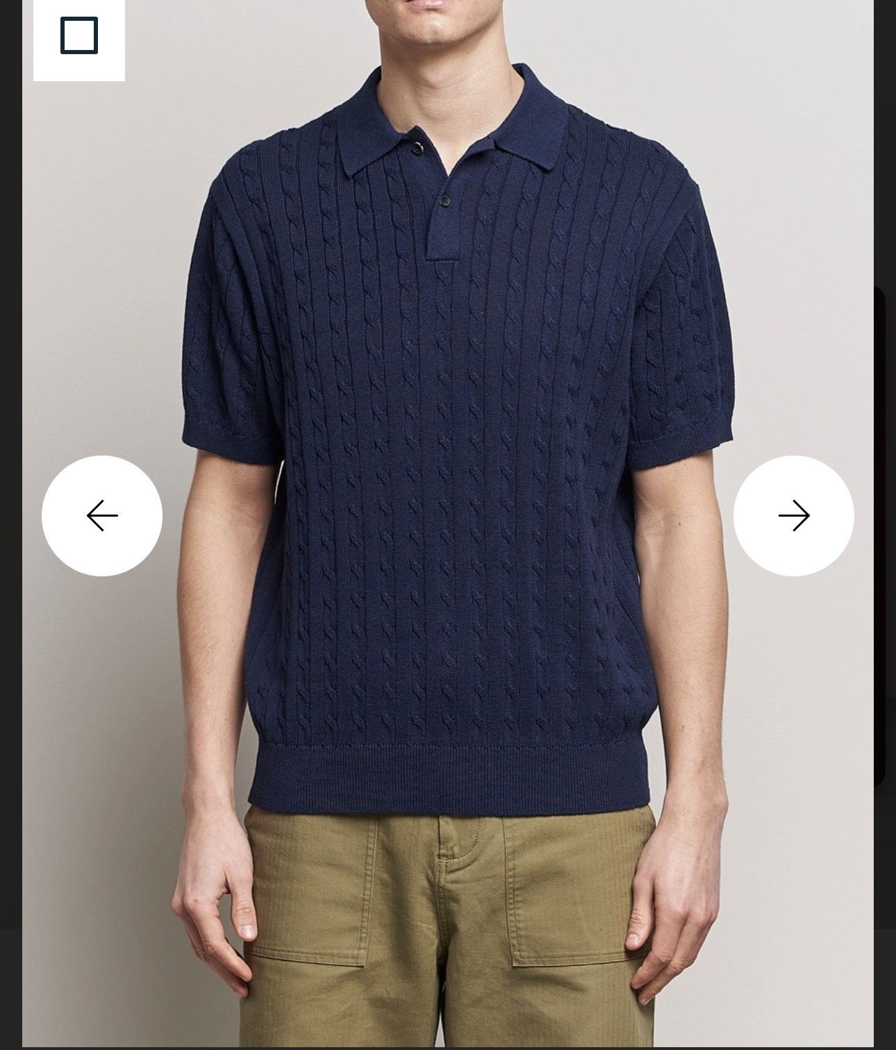 Beams Plus Short Sleeve Cable Polo Navy Size US L / EU 52-54 / 3 - 3 Thumbnail