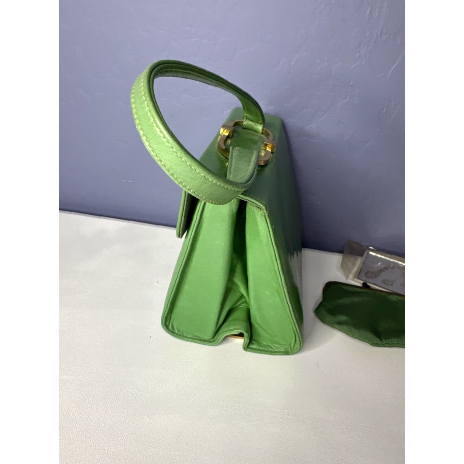 CO VINTAGE May Shoe Co Company Charleston WV Purse Green Hand Bag W Coin Bag Size ONE SIZE - 5 Thumbnail