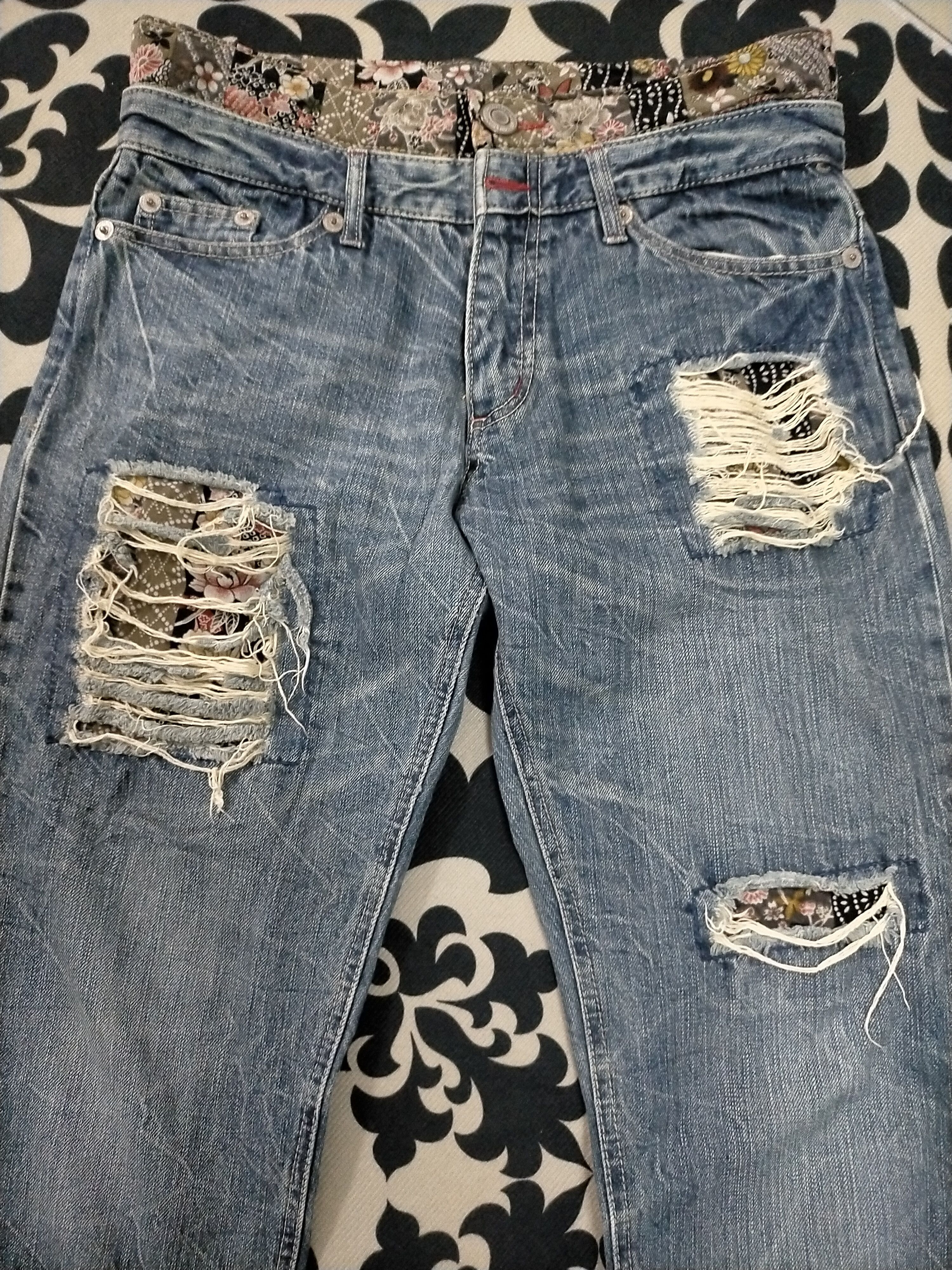 Ed Hardy 🔥 Distressed 🔥 Karakuri Tamshii Style Double Waist Jeans Size US 30 / EU 46 - 4 Thumbnail