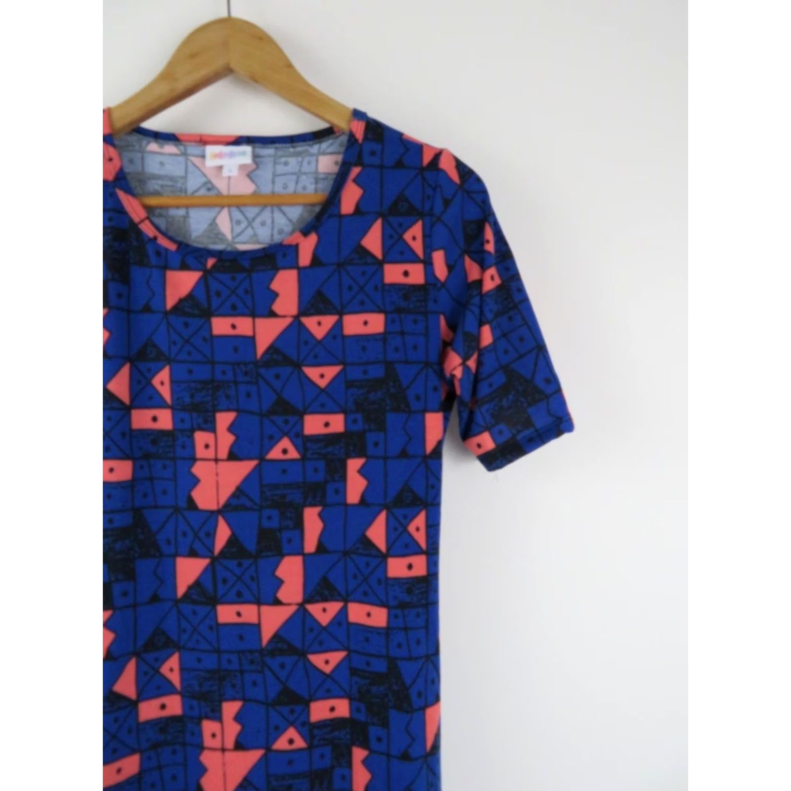 Vintage Lularoe Julia Dress Small Blue Geometric Abstract Bodycon LLR Womens Dress Size S / US 4 / IT 40 - 2 Thumbnail
