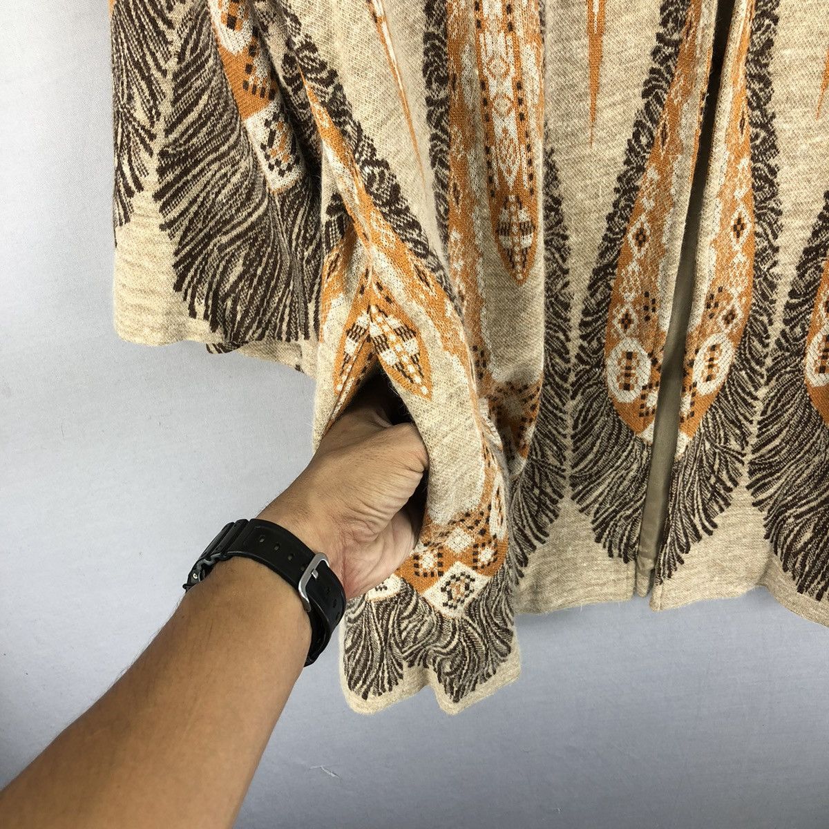 Le Grande Bleu (L.G.B.) Vintage Japanese Brand Flame Native Motif Wool Yukata Kimono Size S / US 4 / IT 40 - 6 Thumbnail