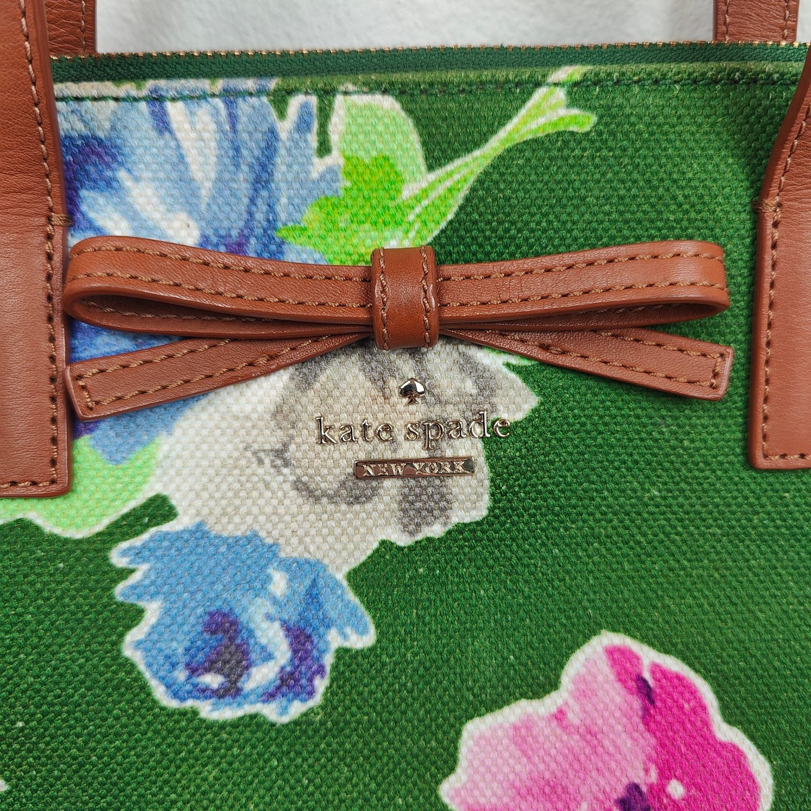 Kate Spade Kate Spade Floral Canvas Bag Green Top Handle Shoulder Strap Size ONE SIZE - 2 Thumbnail