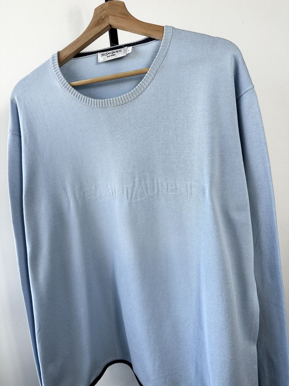 Yves Saint Laurent Vintage Yves Saint Laurent Pour Homme Tonal Logo Sweater Size US L / EU 52-54 / 3 - 4 Thumbnail