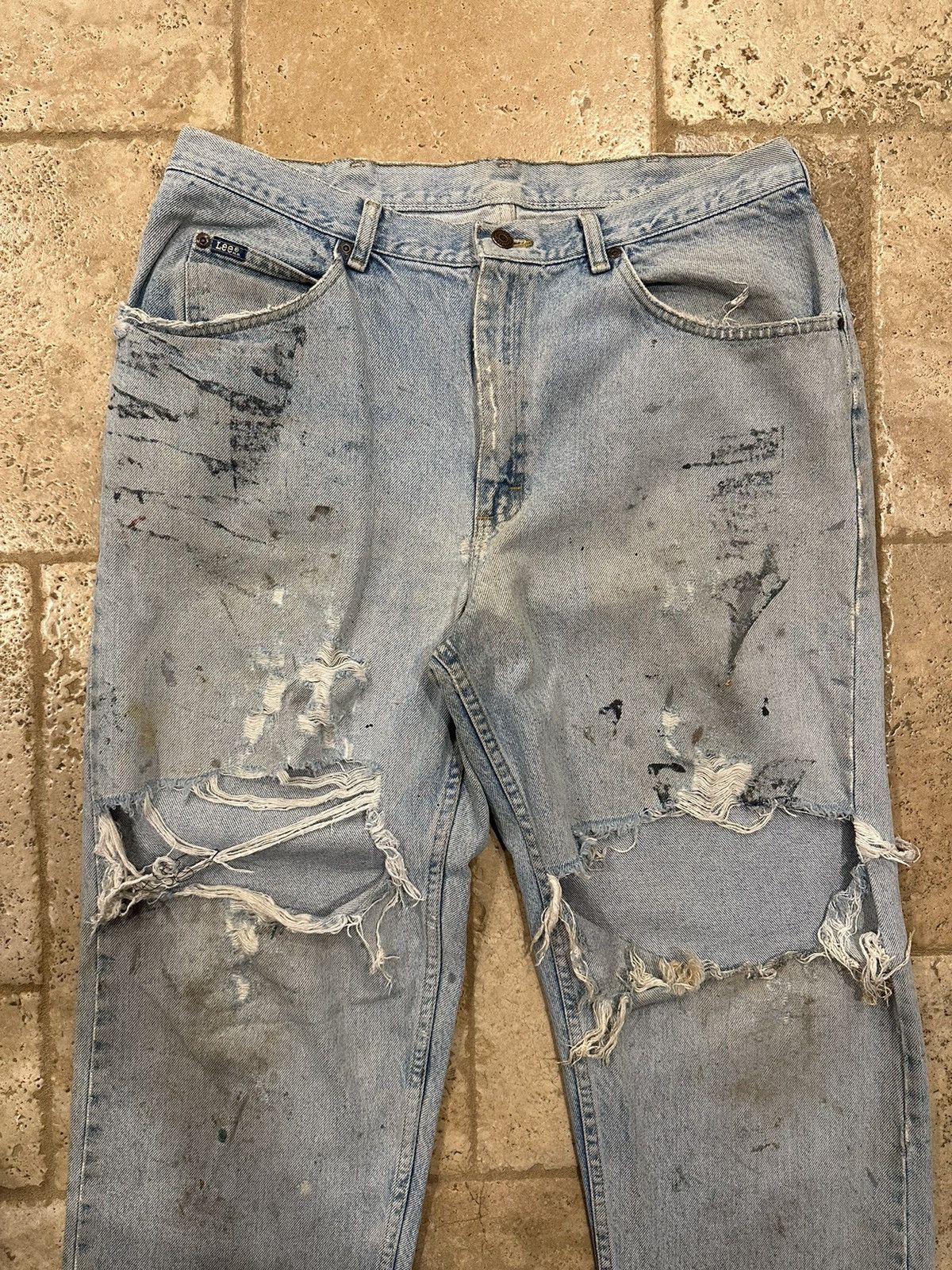 Lee Vintage Lee Painter Blue Denim Thrashed / Distressed Jeans Size US 36 / EU 52 - 9 Thumbnail