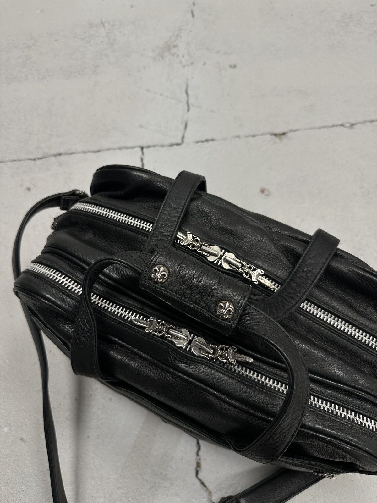 Chrome Hearts Chrome Hearts Fleur Silver Leather Patch Diaper Duffle Bag Size ONE SIZE - 3 Thumbnail