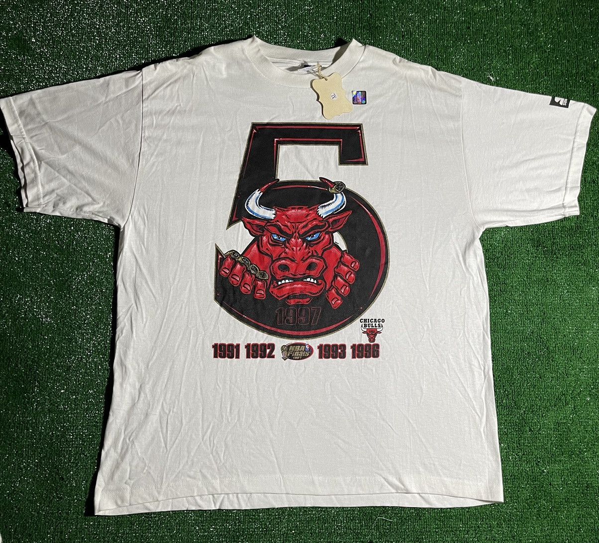 image of Chicago Bulls ‘5 Bull’ Starter T-Shirt in White, Men's (Size XL)