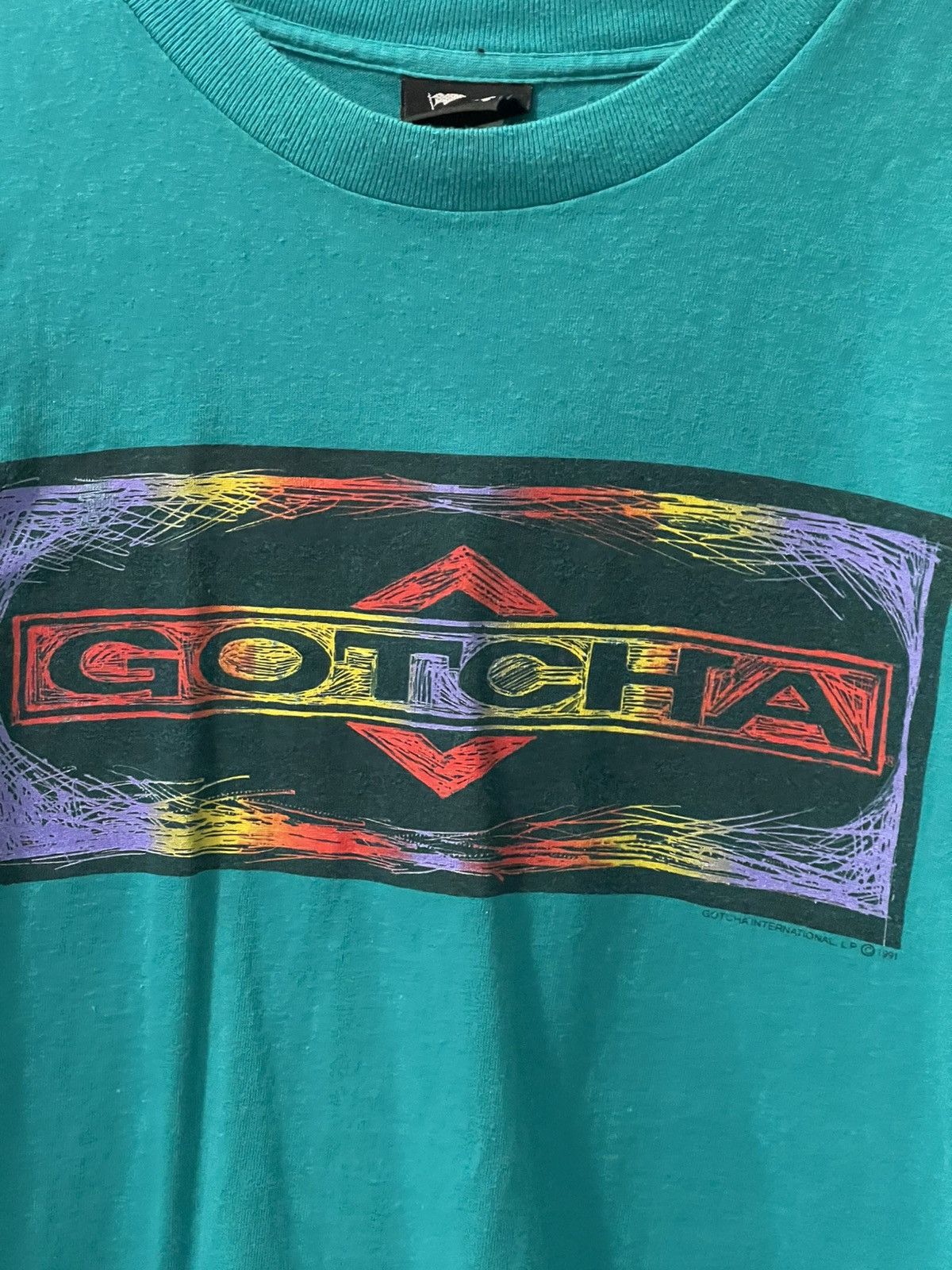 Gotcha × Vintage Vintage 90s Gotcha Surf Neon Box Logo SS Shirt Size Large Size US L / EU 52-54 / 3 - 2 Thumbnail