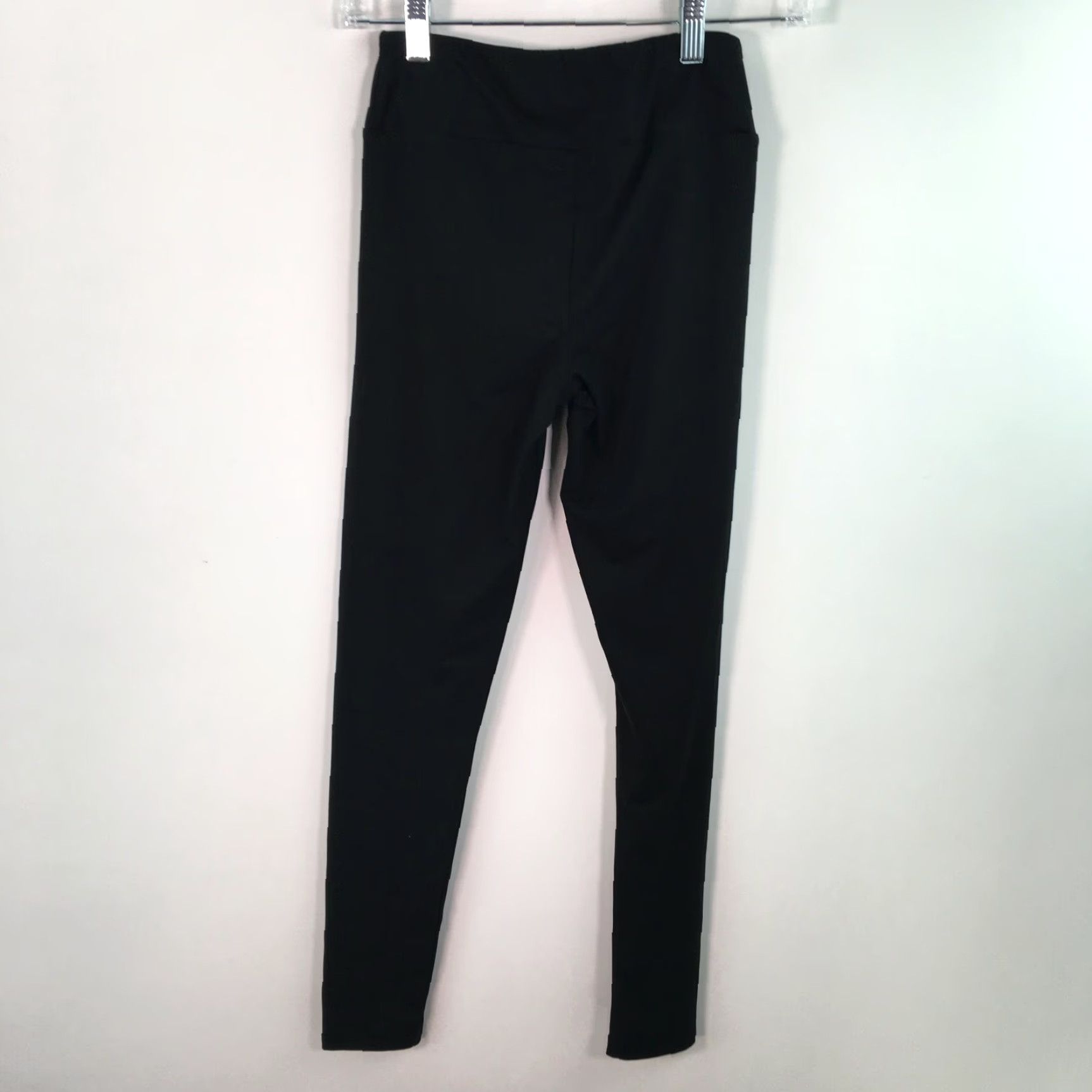 Vintage Tween Casual Stretch Athletic Leggings Size S Solid Black Size 28" / US 6 / IT 42 - 2 Thumbnail