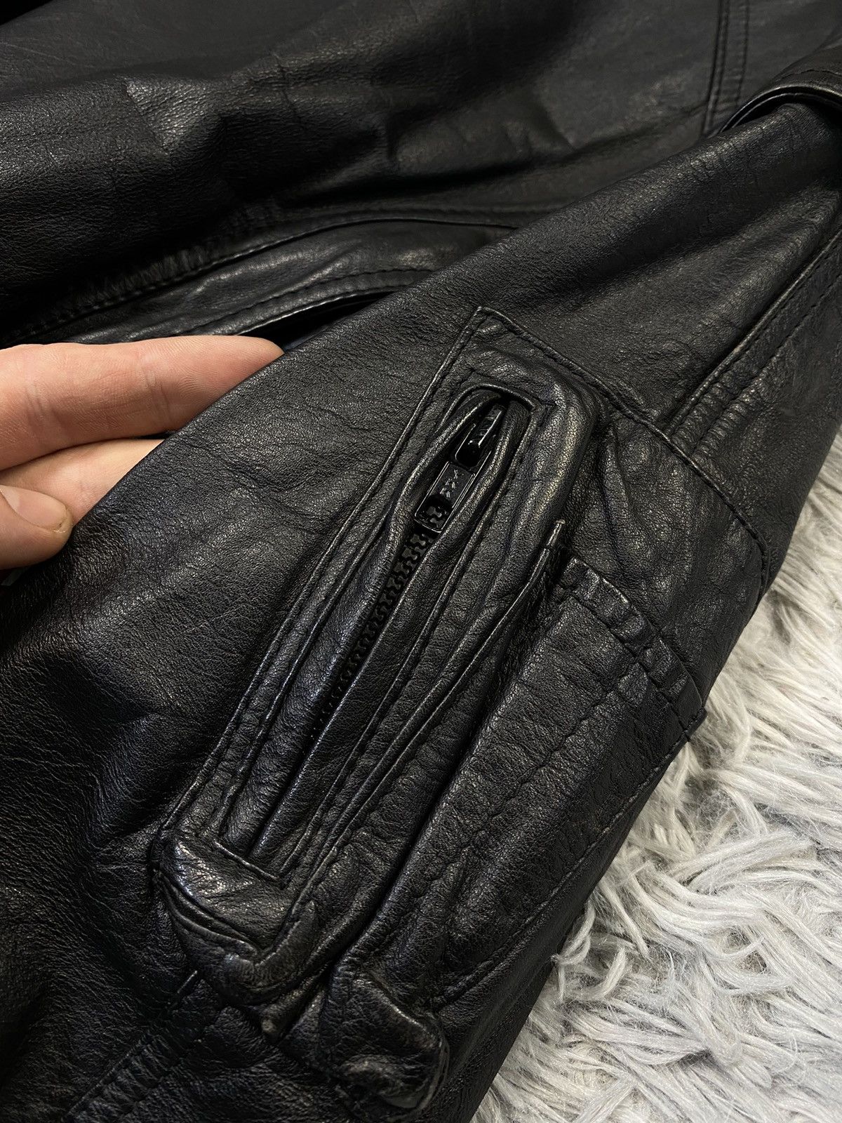 Genuine Leather Vintage Black Leather Bomber Jacket 50 Japanese Brand Size US M / EU 48-50 / 2 - 6 Thumbnail