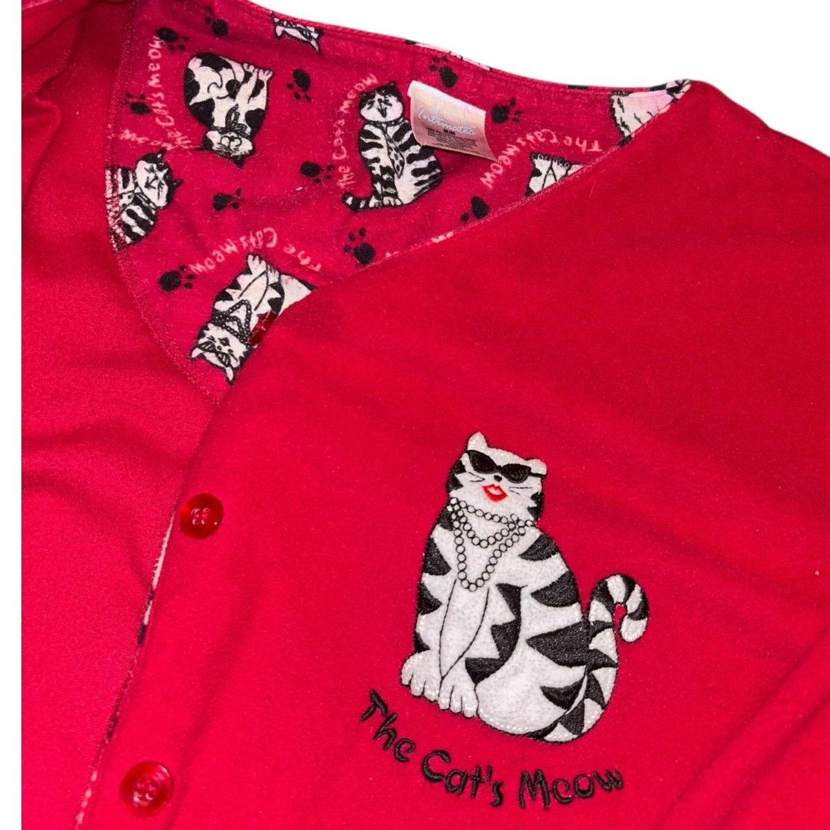 Other The Cat’s Meow Red Button Up Fleece Cardigan Sweater Top MD Size M / US 6-8 / IT 42-44 - 1 Thumbnail