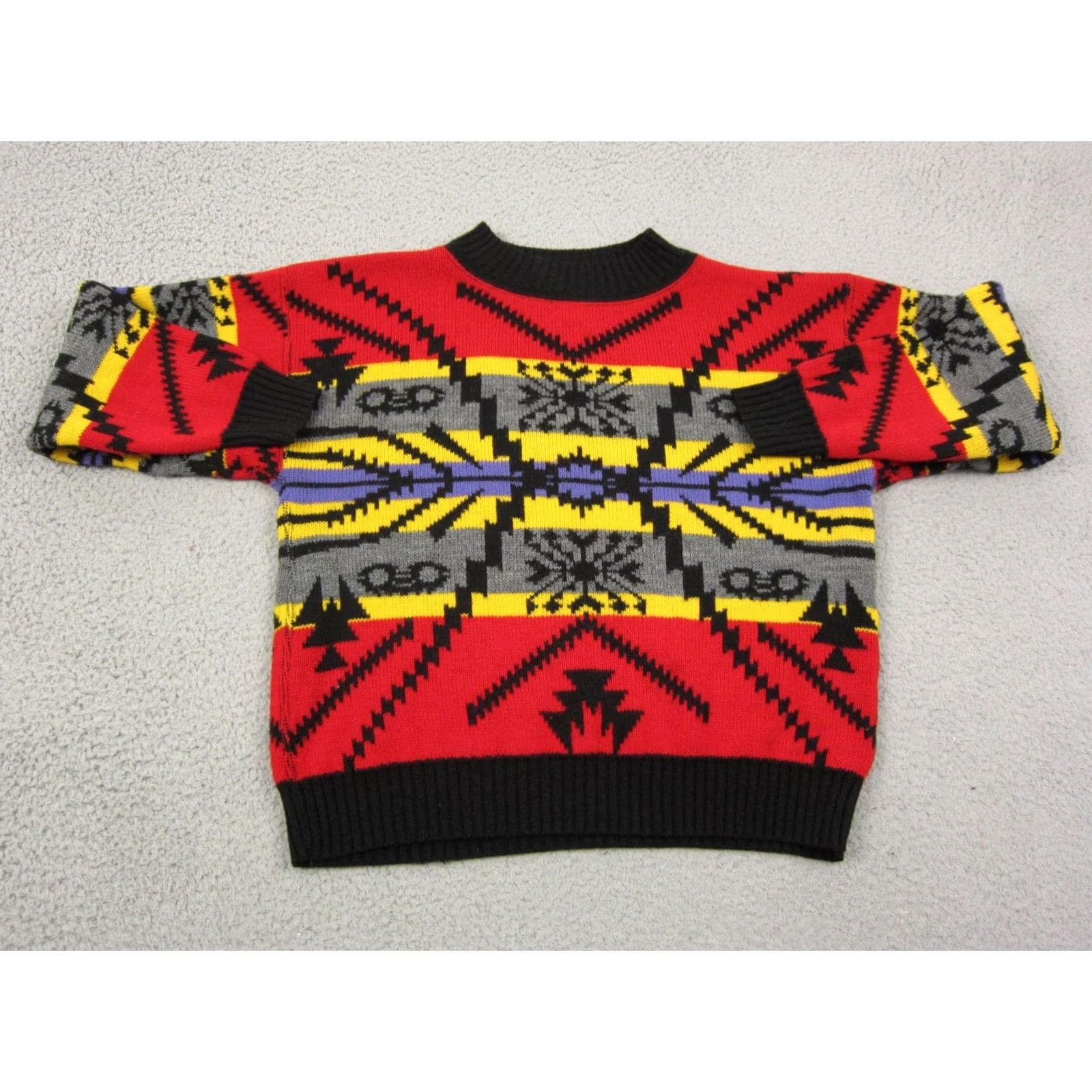 Vintage Vintage Aztec Sweater Mens Small Red Black Reversible 90s Geometric Knit Pullover Crew Neck S- Regular Mens Size US S / EU 44-46 / 1 - 4 Thumbnail