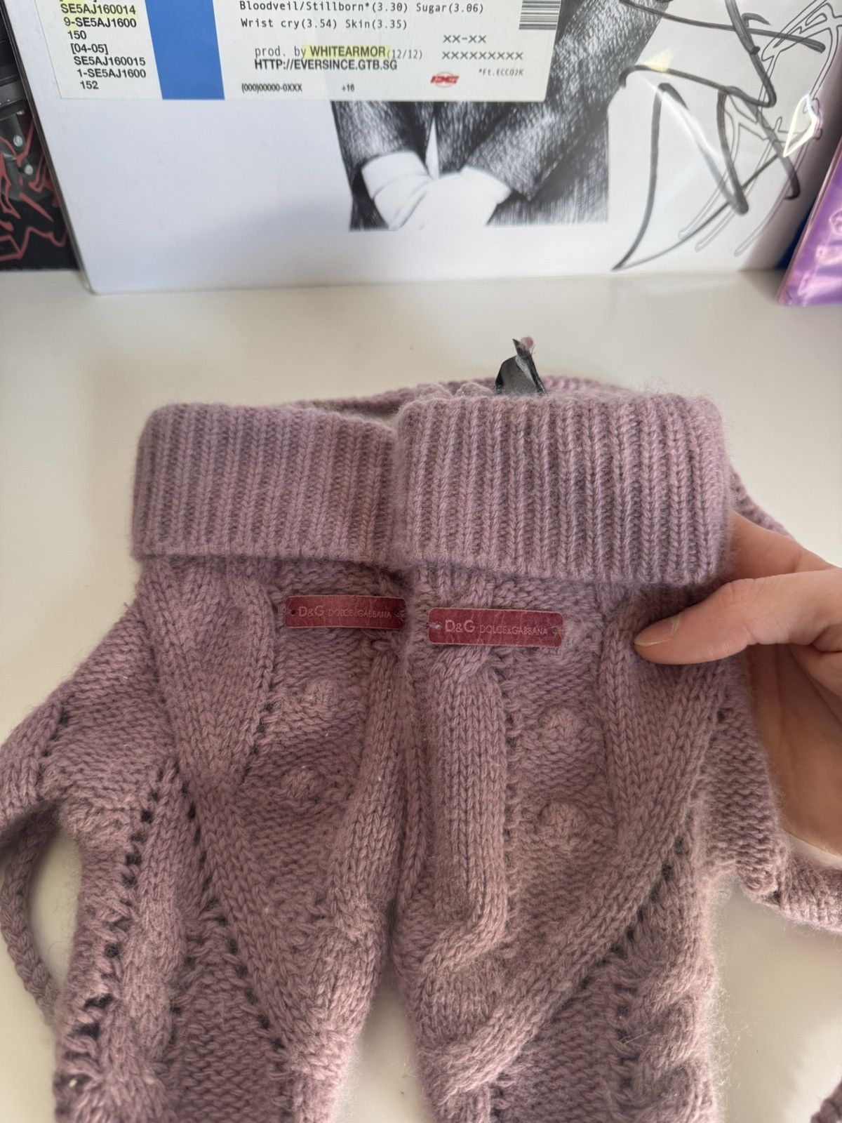 Dolce & Gabbana Dolce & Gabbana D&G Archive Knit Mittens Pink Wool Gloves Size ONE SIZE - 3 Thumbnail