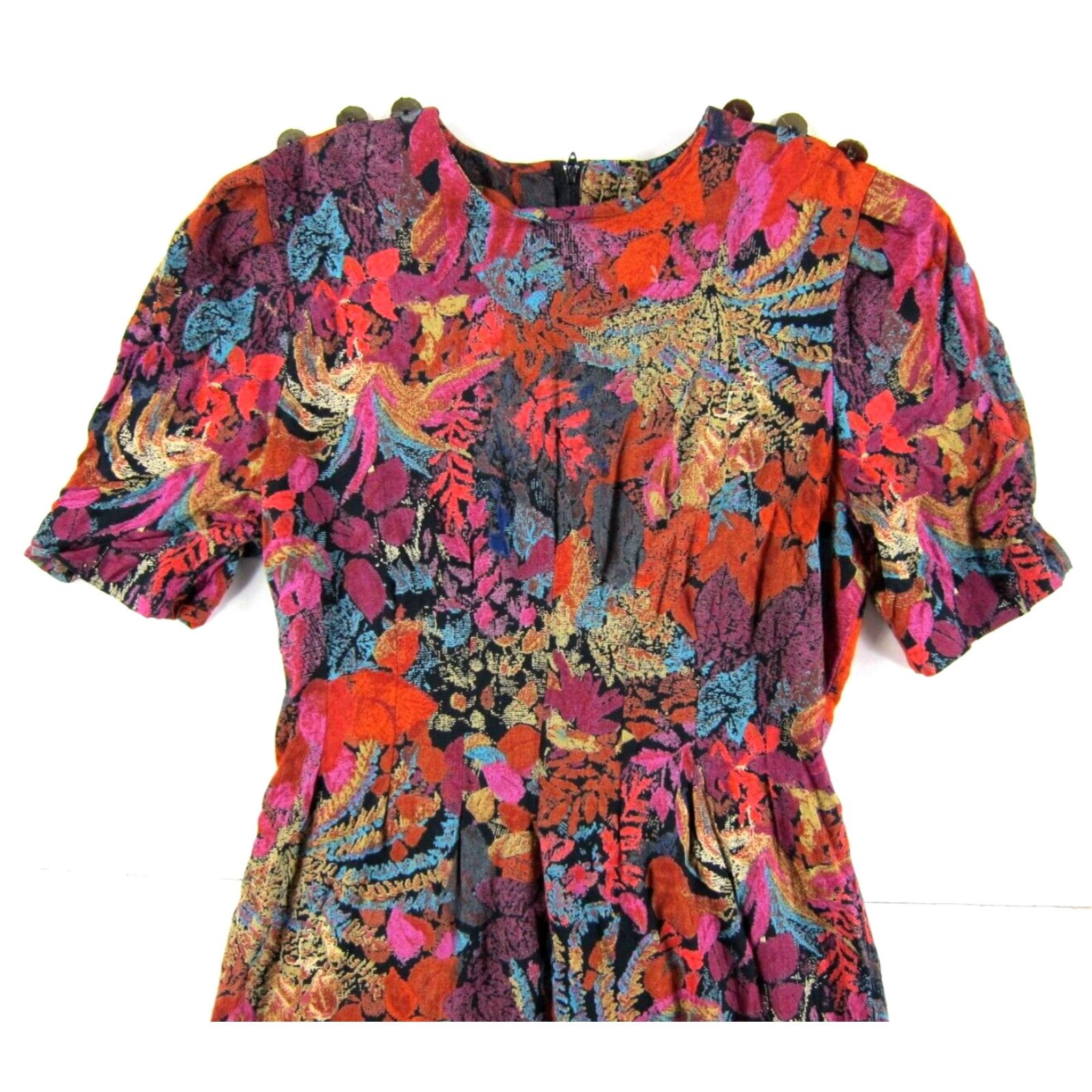 Pinko Positive Attitude 100% Rayon Short Sleeve Sheath Dress Small Vintage Women Knee Length Orange Pink Blue Dress Size 28" / US 6 / IT 42 - 4 Thumbnail