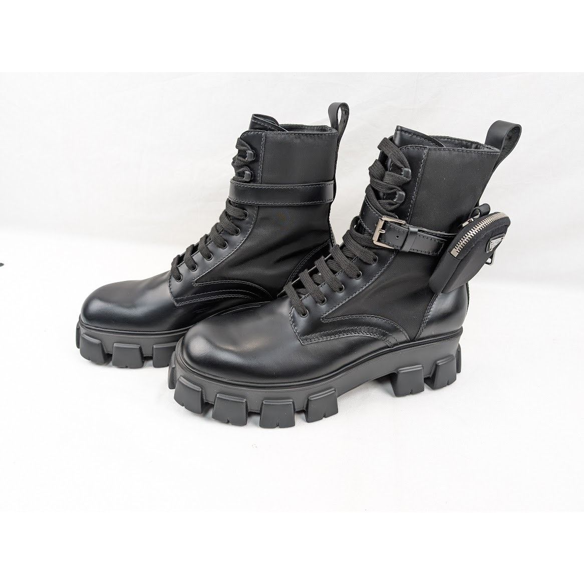 o1rshd1 Strapped Pouch Combat Boots 13 Prada - 13.5 US