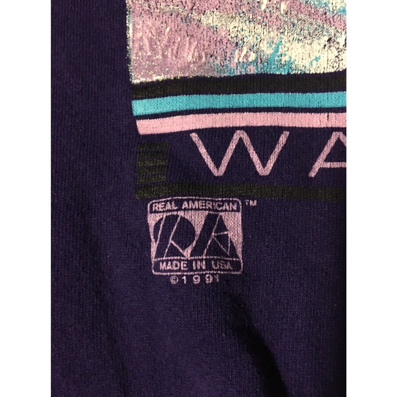 Jerzees VINTAGE Washington Nature Sweatshirt XL USA Art Painting Vaporwave Grunge 90s 80s Tyler Jerzees Mens Purple Pullover Striped Pattern Size US XL / EU 56 / 4 - 4 Thumbnail