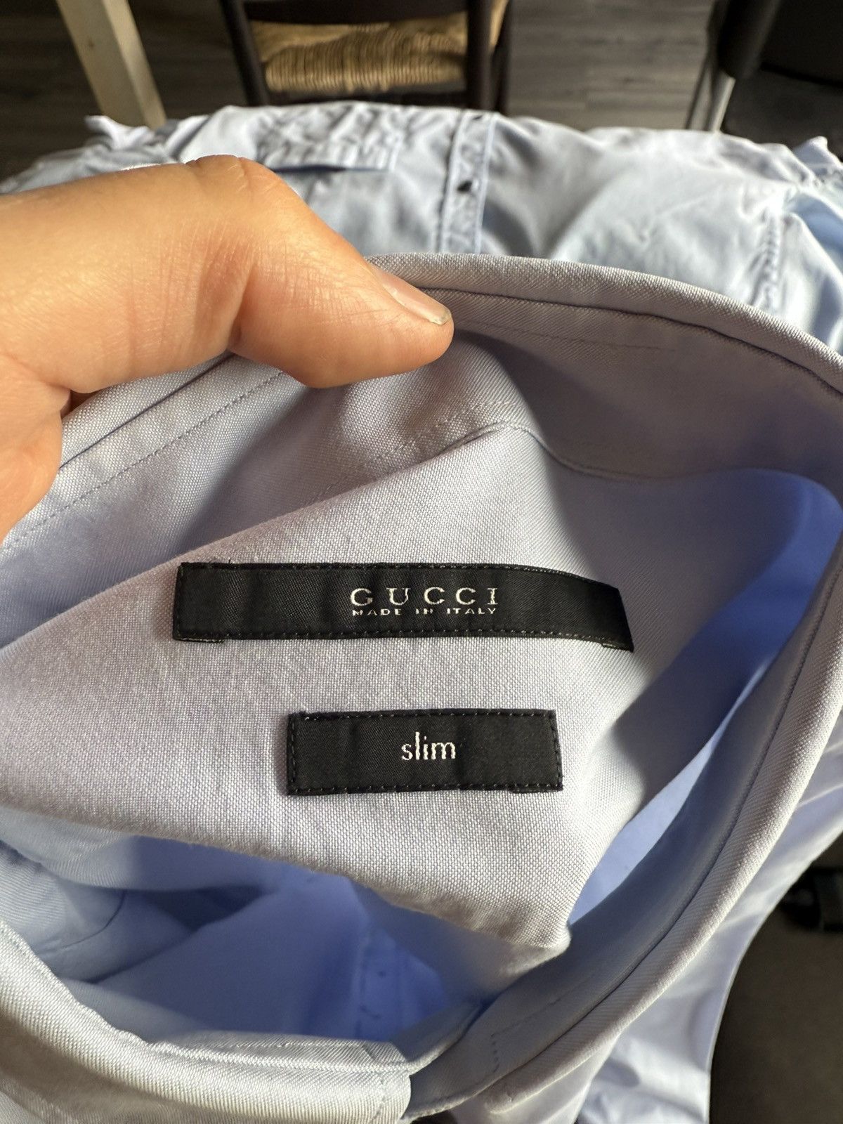 Gucci Light Blue Slim Shirt with Mother of Pewrl Buttons Size US M / EU 48-50 / 2 - 11 Thumbnail