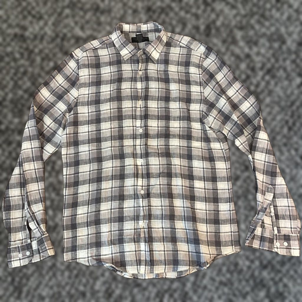 Bloomingdale's Bloomingdale's Shirt Mens Large 100% Linen Gray Plaid Long Sleeve Button Up Size US L / EU 52-54 / 3 - 1 Thumbnail