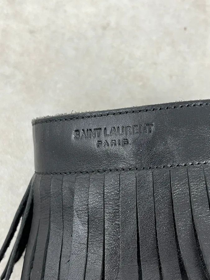 Saint Laurent Paris Yves Saint Laurent Black Leather Fringed Boots Size US 11 / EU 44 - 10 Thumbnail