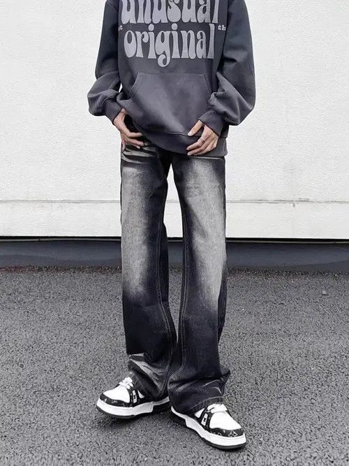 Japanese Brand × Jean Vintage washed draped straight-leg jeans Size US 32 / EU 48 - 2 Thumbnail